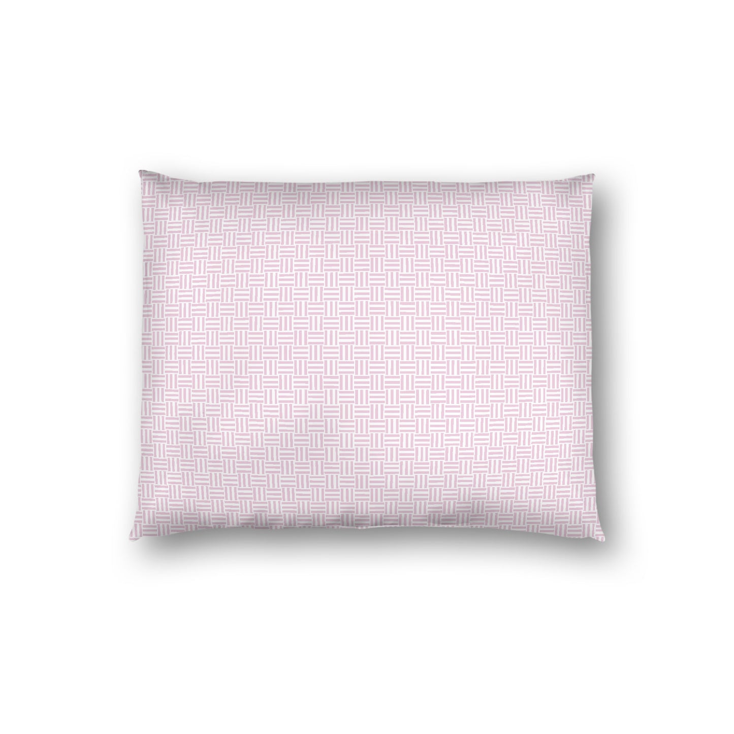 Off-white Cotton Sateen Pillow Sham, Pink Double Weave Motif Print, White Reverse Side, Standard - 20 x 26 inches