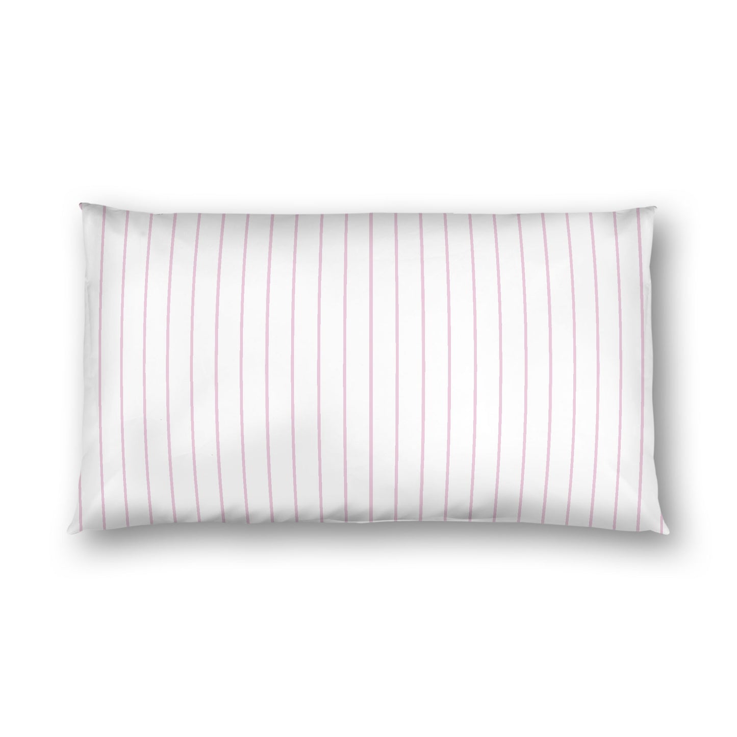 Off-white Cotton Sateen Sham, Pink Stripes on Front, White Reverse Side, King - 20 x 36 inches