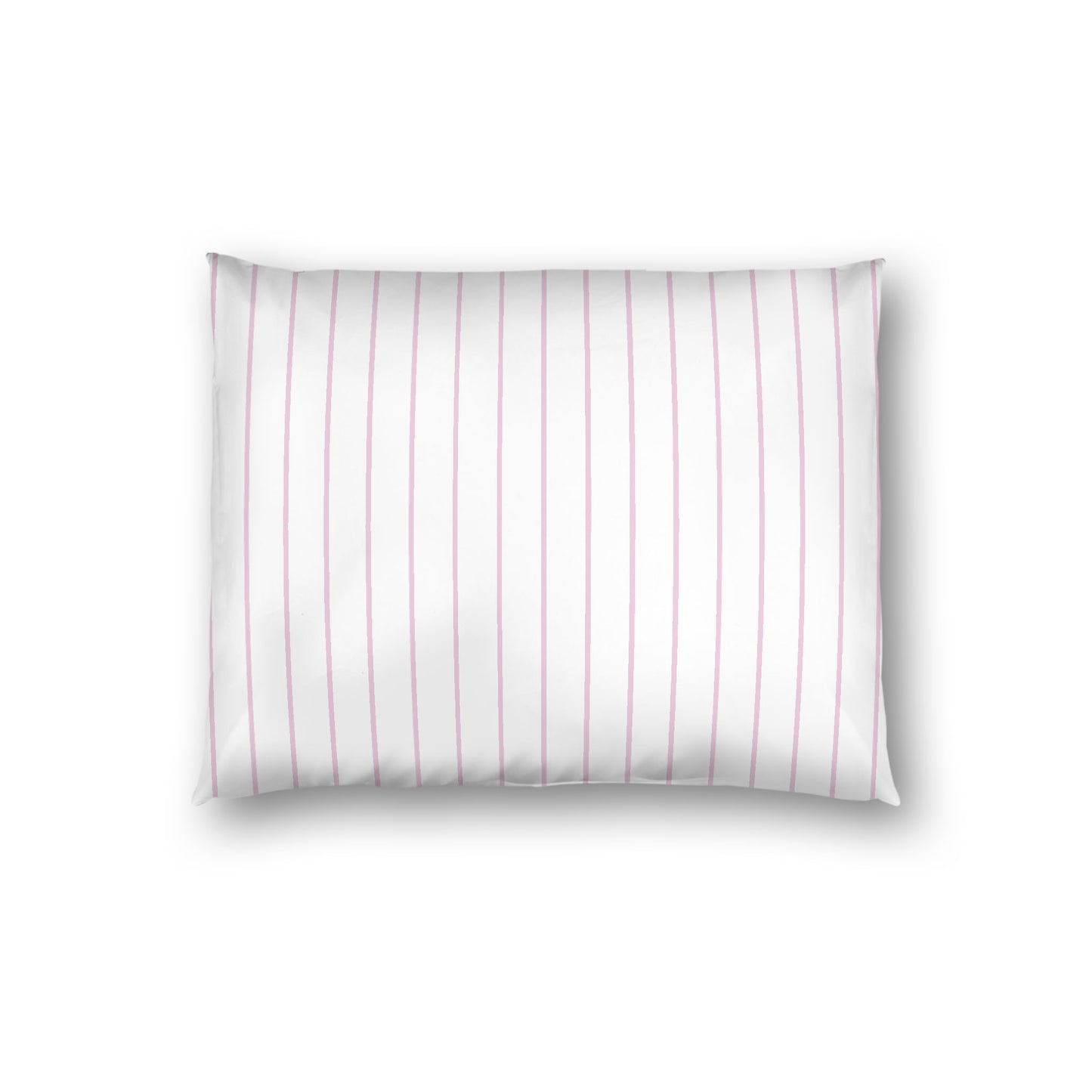 Off-white Cotton Sateen Sham, Pink Stripes on Front, White Reverse Side, Standard - 20 x 26 inches