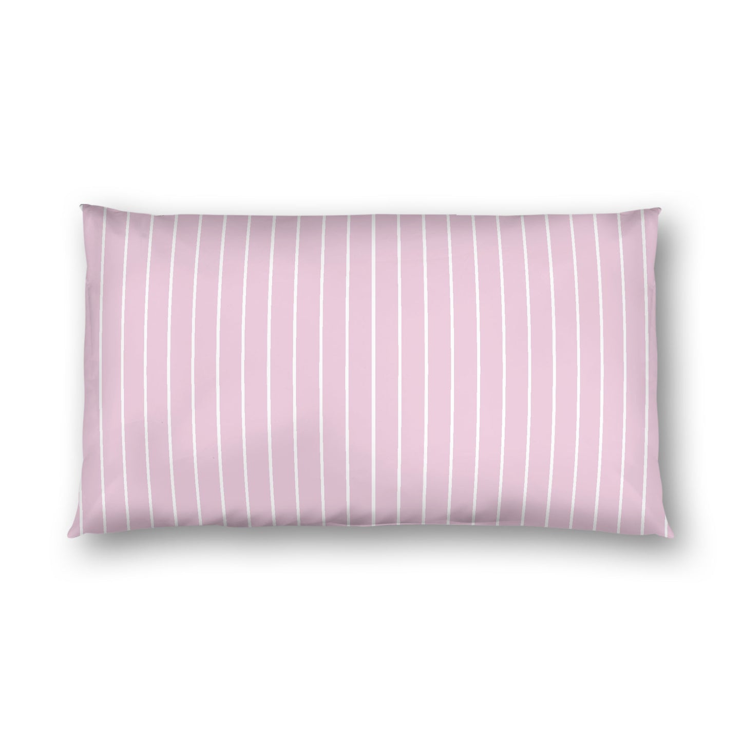 Pink Cotton Sateen Sham, Off-white Stripes on Front, White Reverse Side, King - 20 x 36 inches