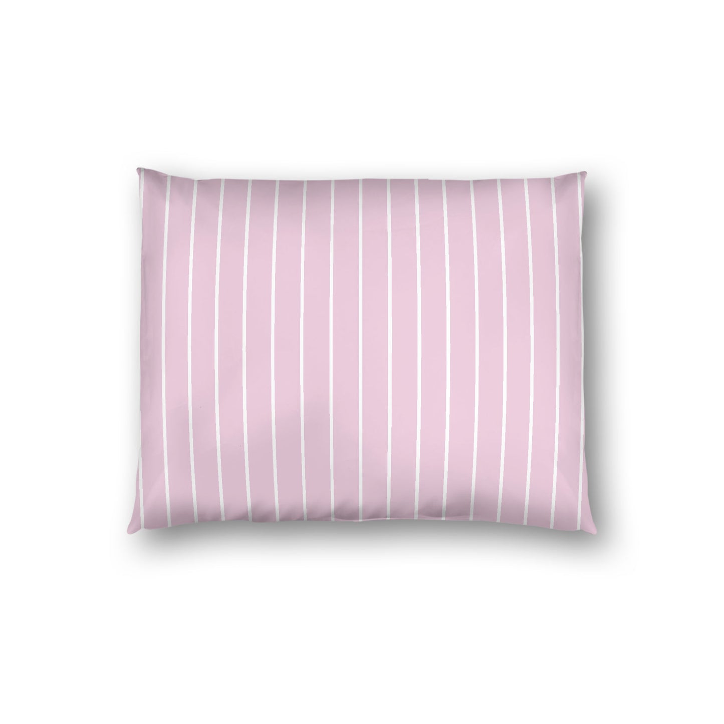 Pink Cotton Sateen Sham, Off-white Stripes on Front, White Reverse Side, Standard - 20 x 26 inches