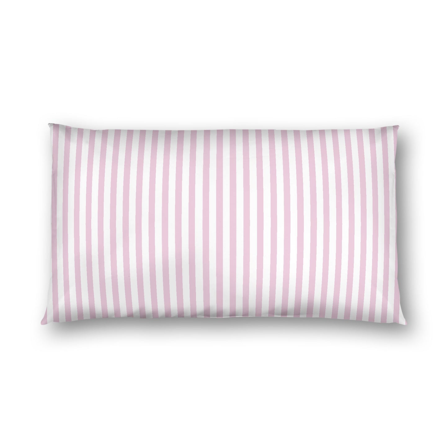 Off-white Cotton Sateen Sham, Thin Pink Bars on Front, White Reverse Side, King - 20 x 36 inches