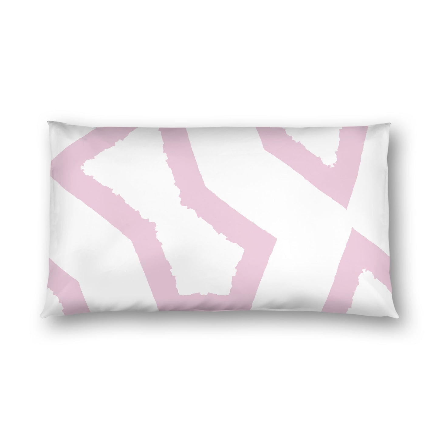 Off-white Cotton Sateen Sham, Bold Pink Graphic on Front, White Reverse Side, King - 20 x 36 inches