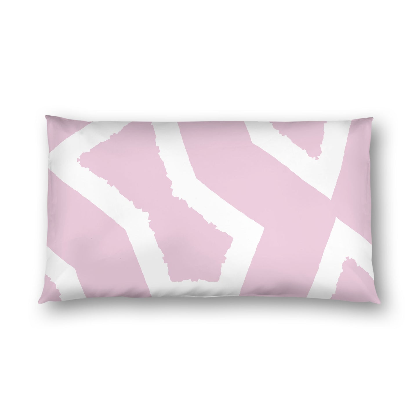 Pink Cotton Sateen Sham, Bold Off-white Graphic on Front, White Reverse Side, King - 20 x 36 inches