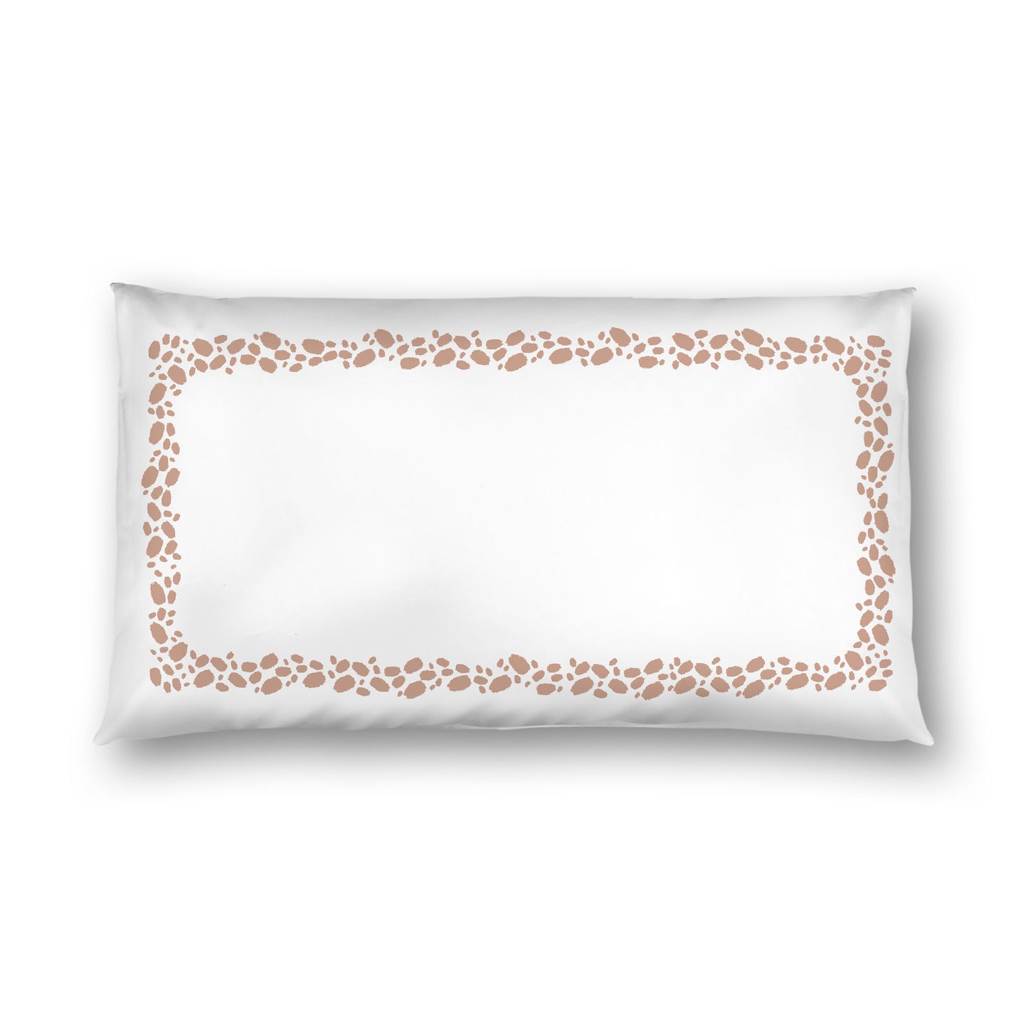 Off-white Cotton Sateen Pillow Sham, Salmon Hand-painted Dab Motif Print, Classic Border, White Reverse Side, King - 20 x 36 inches