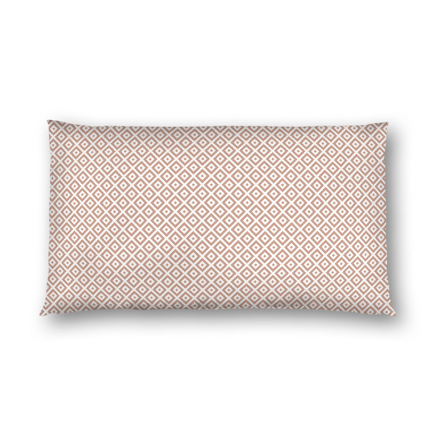 Off-white Cotton Sateen Pillow Sham, Salmon Repeating Square Motif Print, Off-white Revese Side, King - 20 x 36 inches