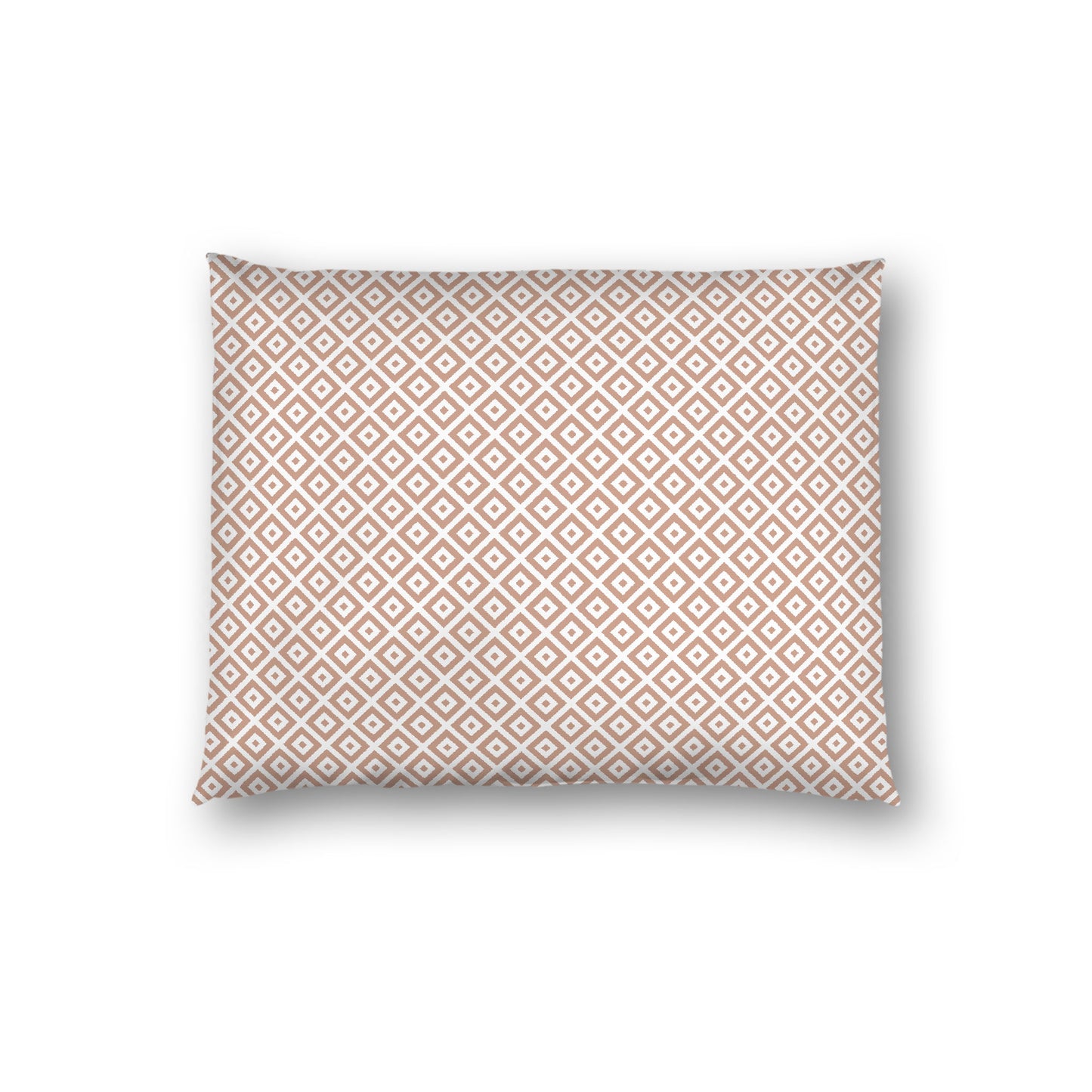 Off-white Cotton Sateen Pillow Sham, Salmon Repeating Square Motif Print, Off-white Revese Side, Standard - 20 x 26 inches