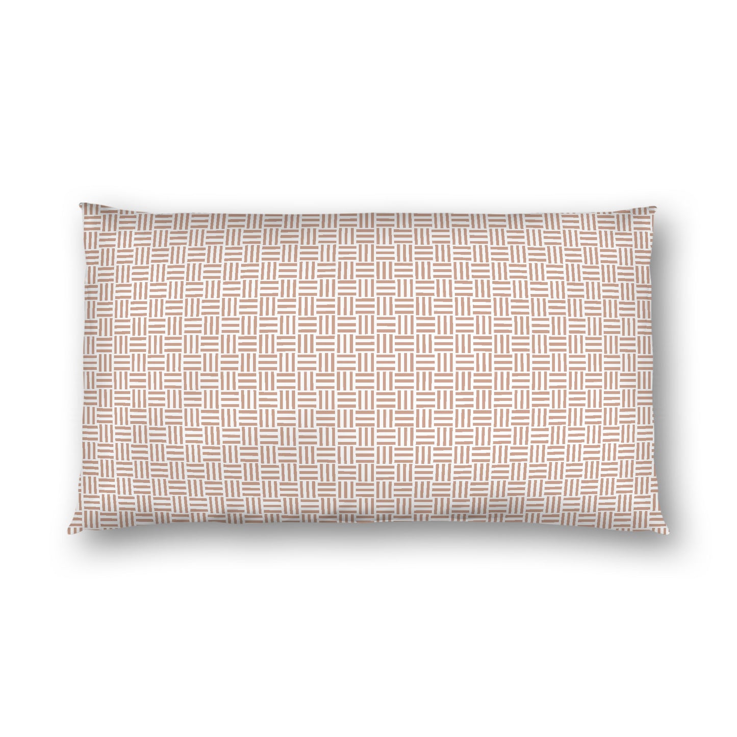 Off-white Cotton Sateen Pillow Sham, Salmon Single Weave Motif Print, White Reverse Side, King - 20 x 36 inches