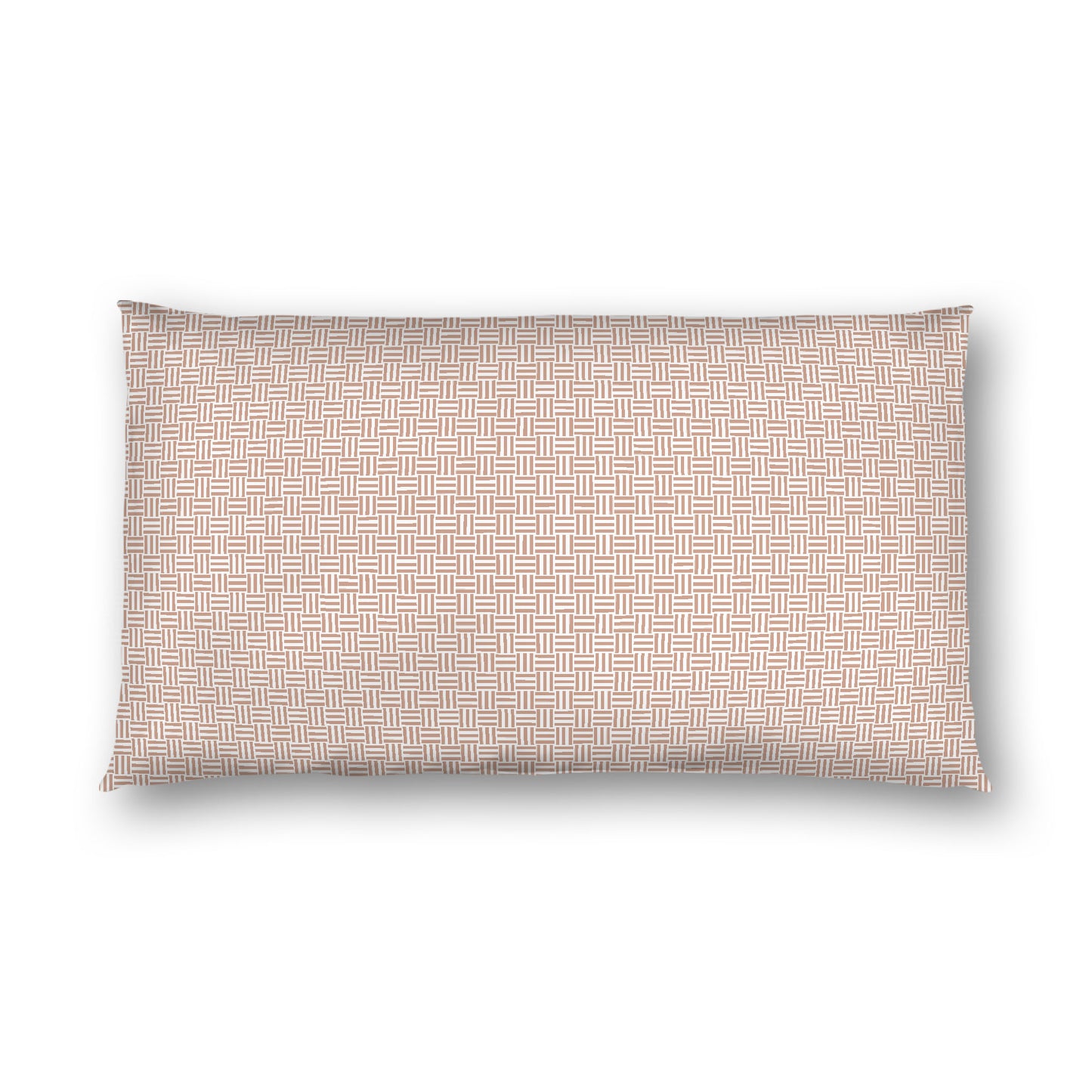 Off-white Cotton Sateen Pillow Sham, Salmon Double Weave Motif Print, White Reverse Side, King - 20 x 36 inches