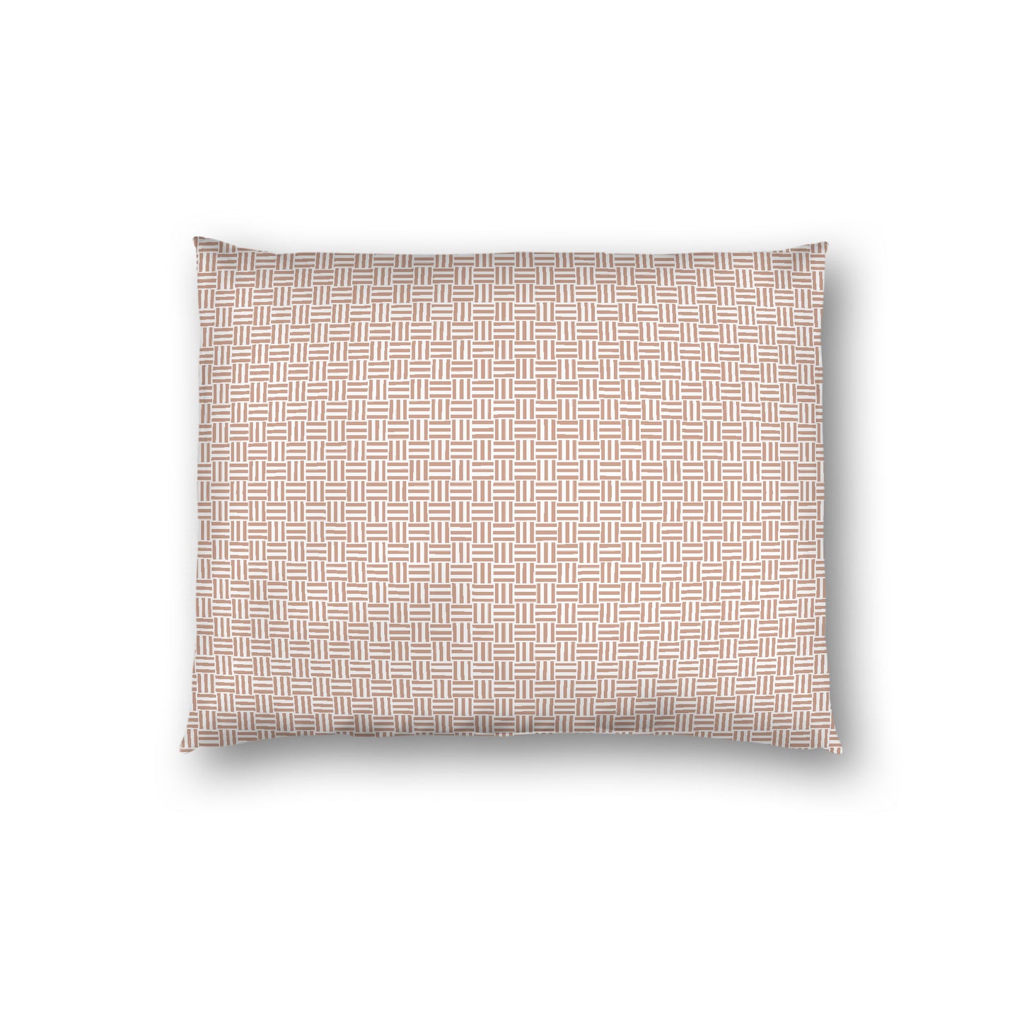 Off-white Cotton Sateen Pillow Sham, Salmon Double Weave Motif Print, White Reverse Side, Standard - 20 x 26 inches