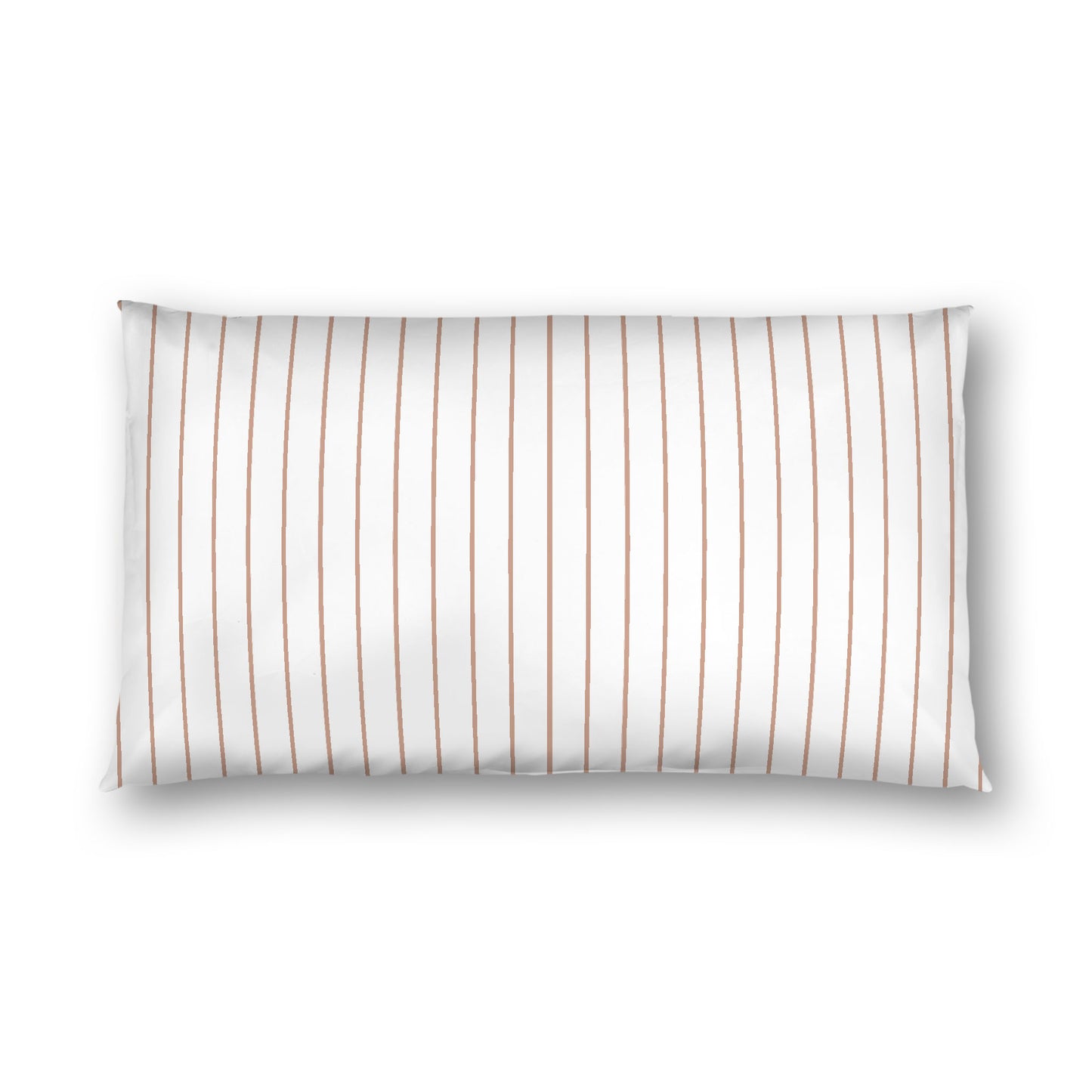 Off-white Cotton Sateen Sham, Salmon Stripes on Front, White Reverse Side, King - 20 x 36 inches