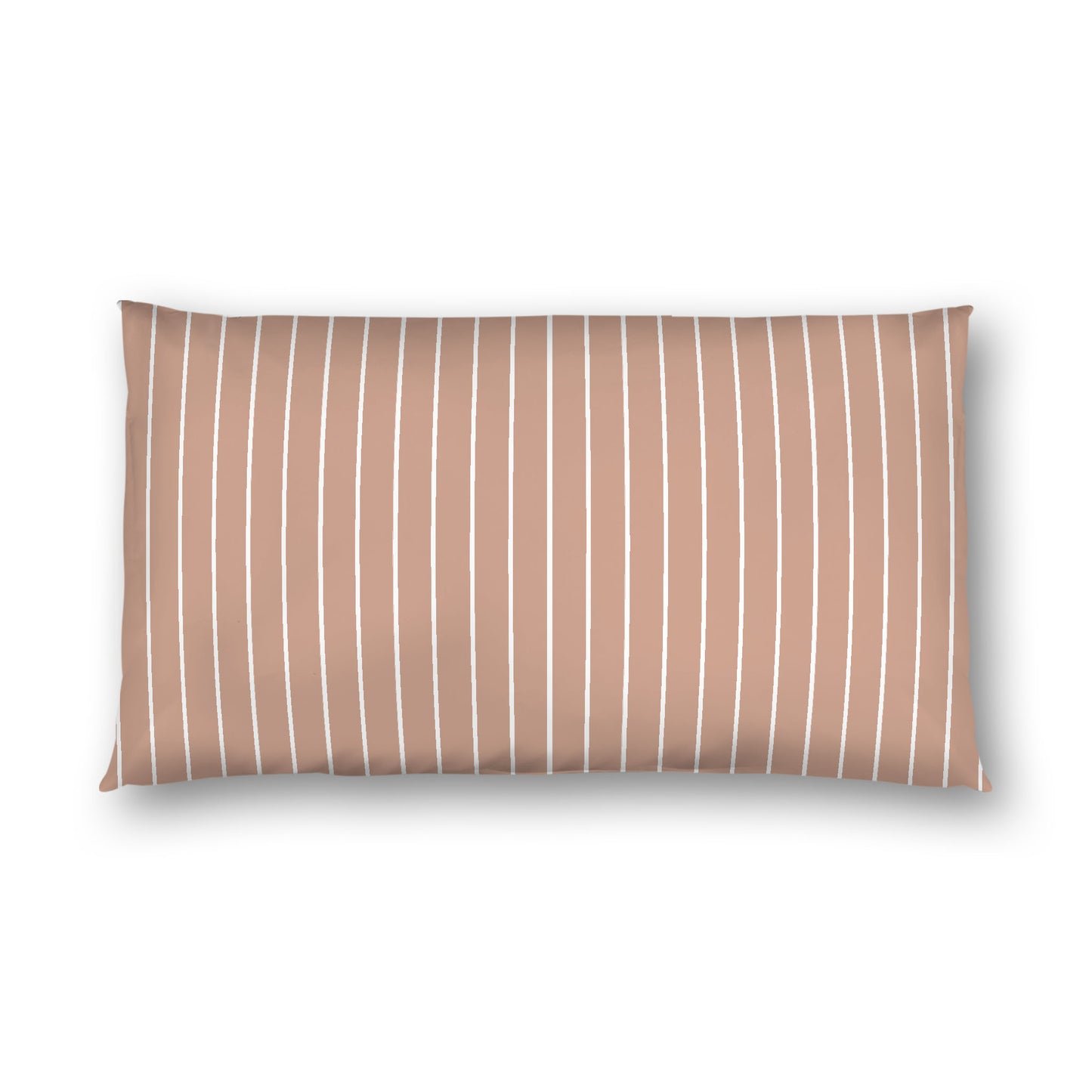 Salmon Cotton Sateen Sham, Off-white Stripes on Front, White Reverse Side, King - 20 x 36 inches
