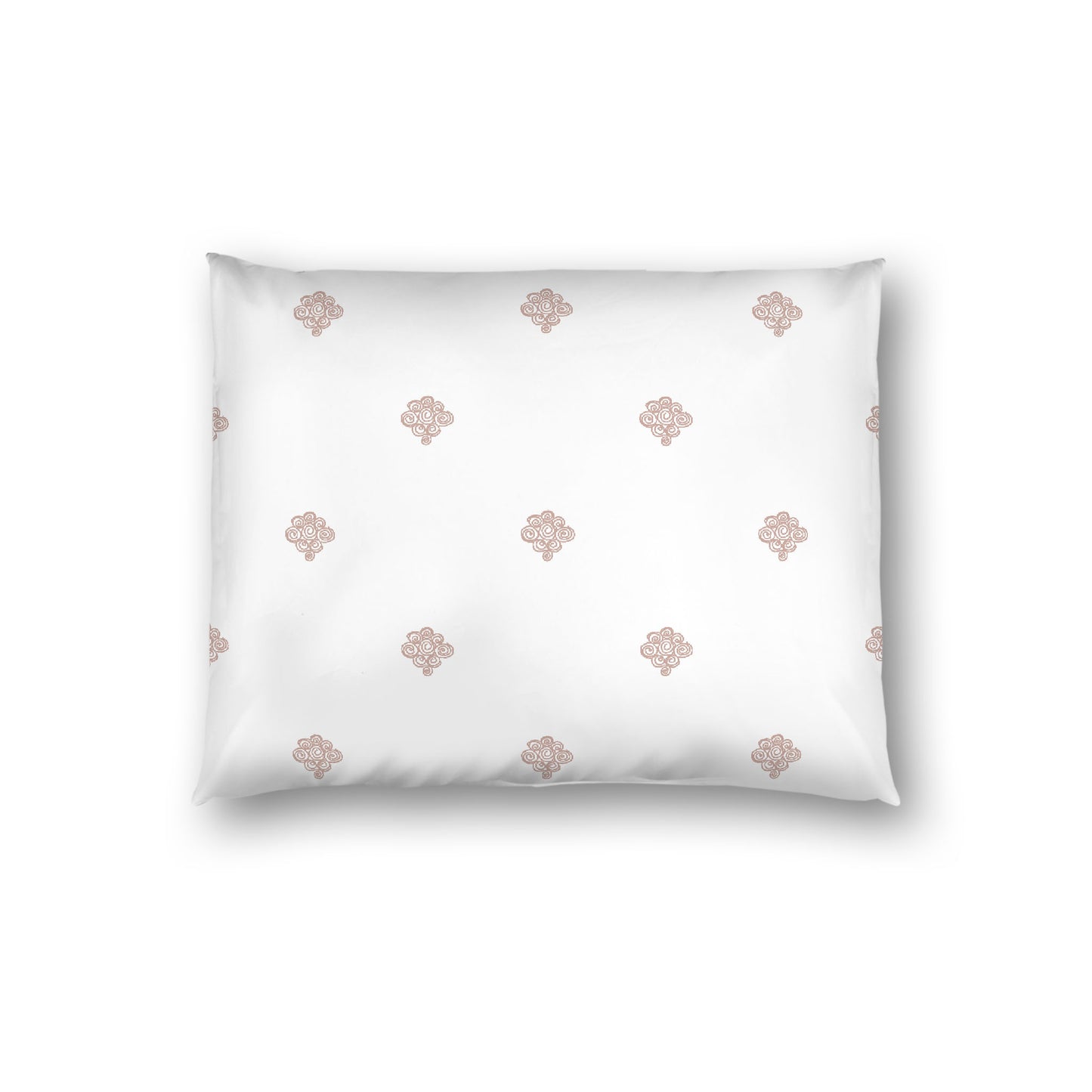Off-white Cotton Sateen Pillow Sham, Salmon Hand-painted Swizzle Motif Print, White Reverse Side, Standard - 20 x 26 inches