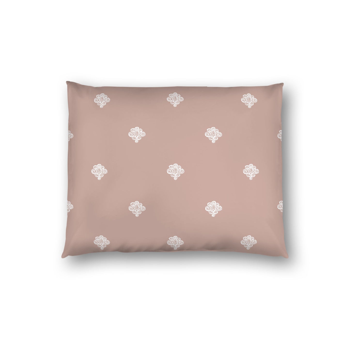 Salmon Cotton Sateen Pillow Sham, Off-white Hand-painted Swizzle Motif Print, White Reverse Side, Standard - 20 x 26 inches