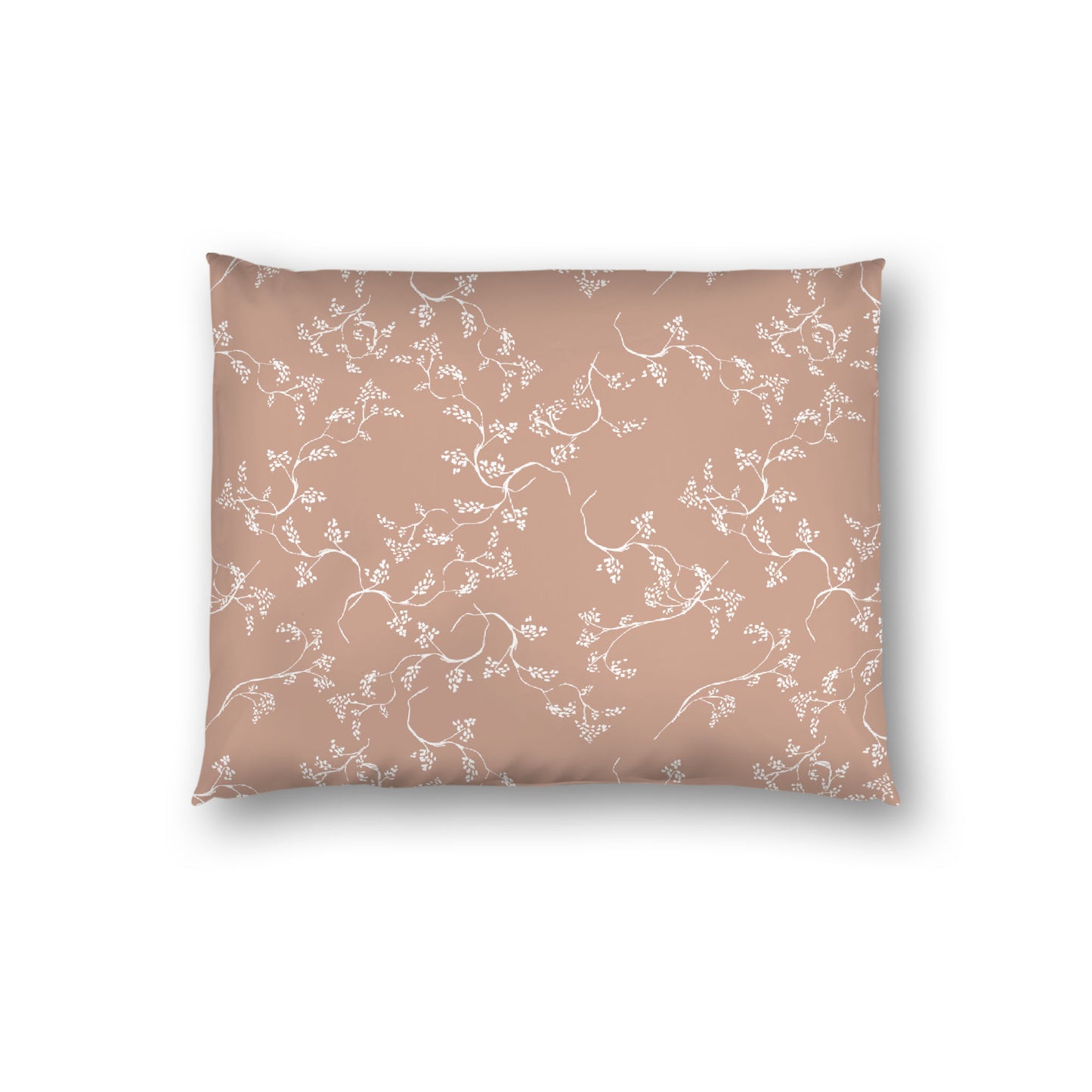 Salmon Cotton Sateen Pillow Sham, Off-white Vine Print on Front, White Reverse Side, Standard - 20 x 26 inches