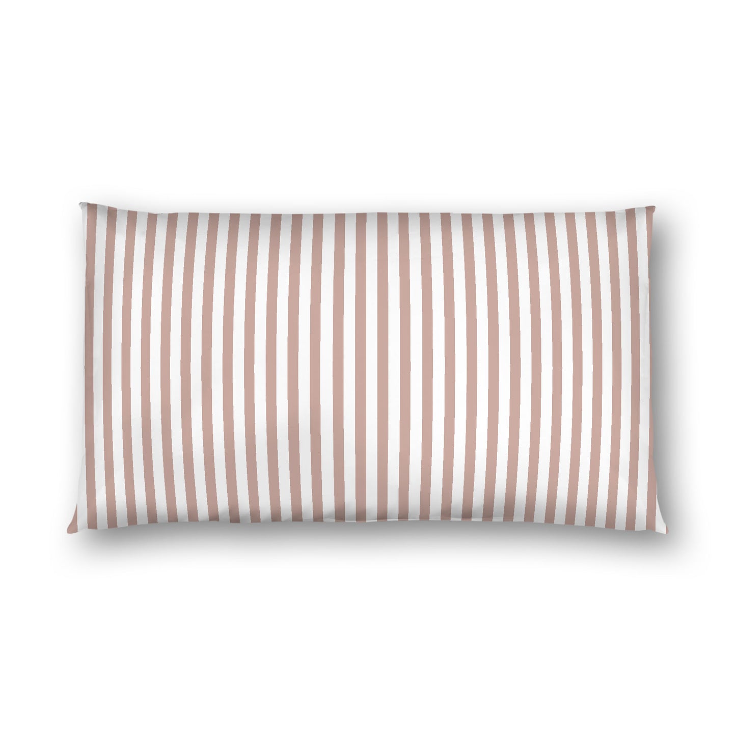 Off-white Cotton Sateen Sham, Thin Salmon Bars on Front, White Reverse Side, King - 20 x 36 inches