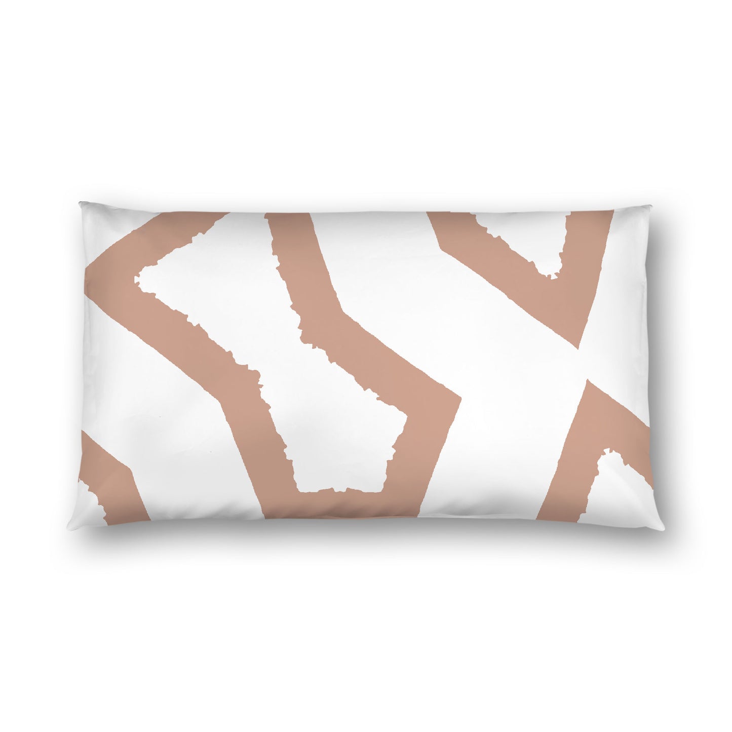 Off-white Cotton Sateen Sham, Bold Salmon Graphic on Front, White Reverse Side, King - 20 x 36 inches