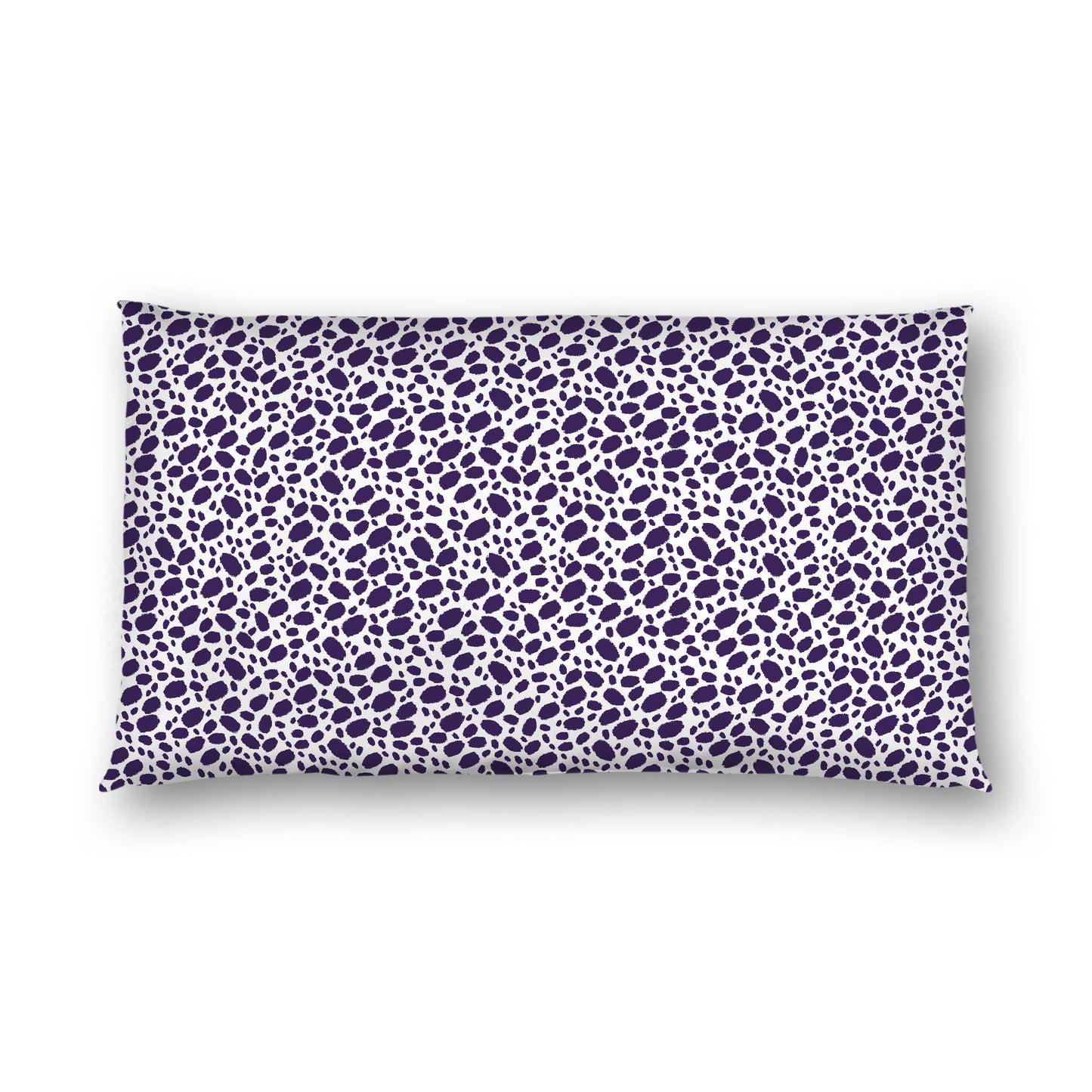 Off-white Cotton Sateen Pillow Sham, Purple Hand-painted Dab Motif Print, Off-white Revese Side, King - 20 x 36 inches