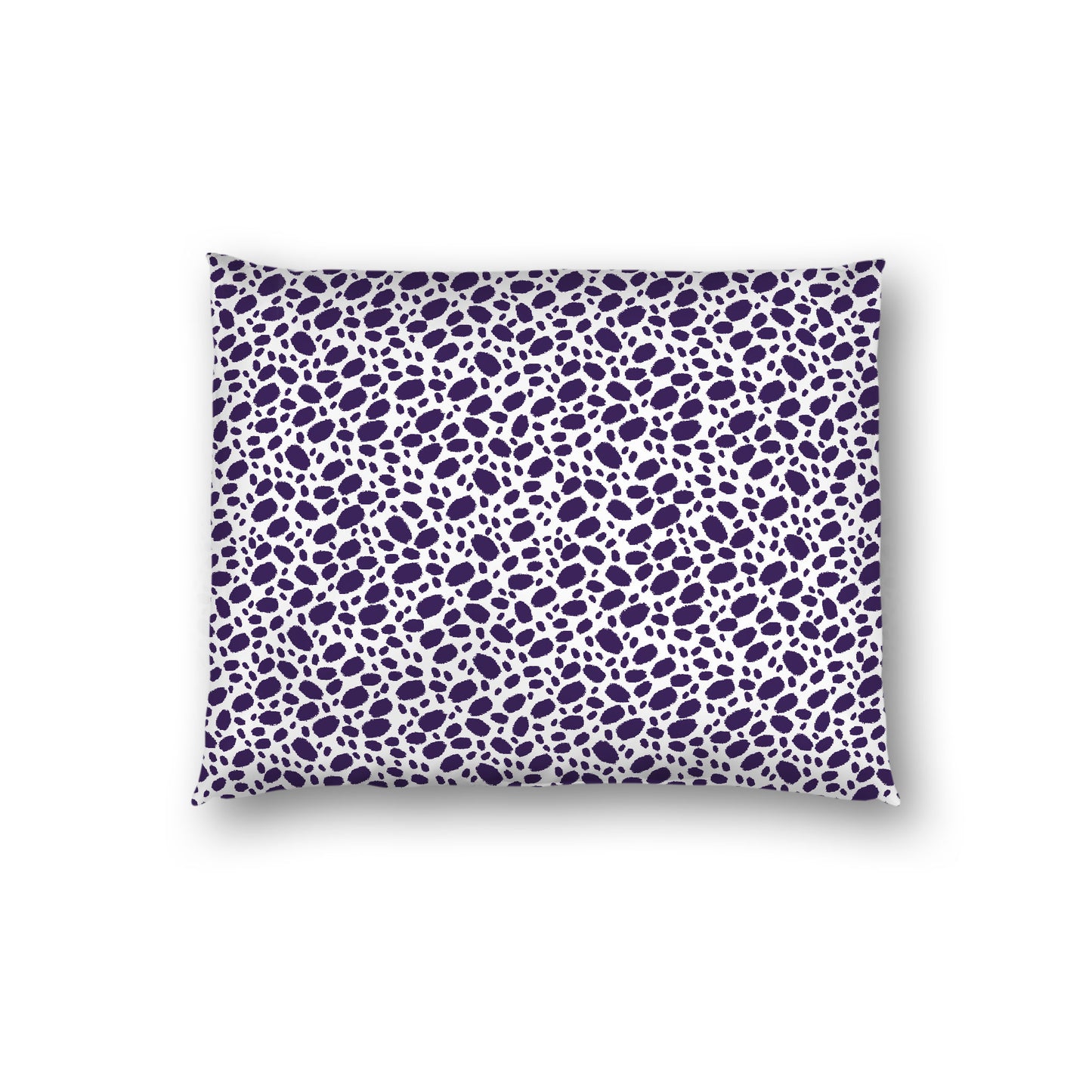 Off-white Cotton Sateen Pillow Sham, Purple Hand-painted Dab Motif Print, Off-white Revese Side, Standard - 20 x 26 inches