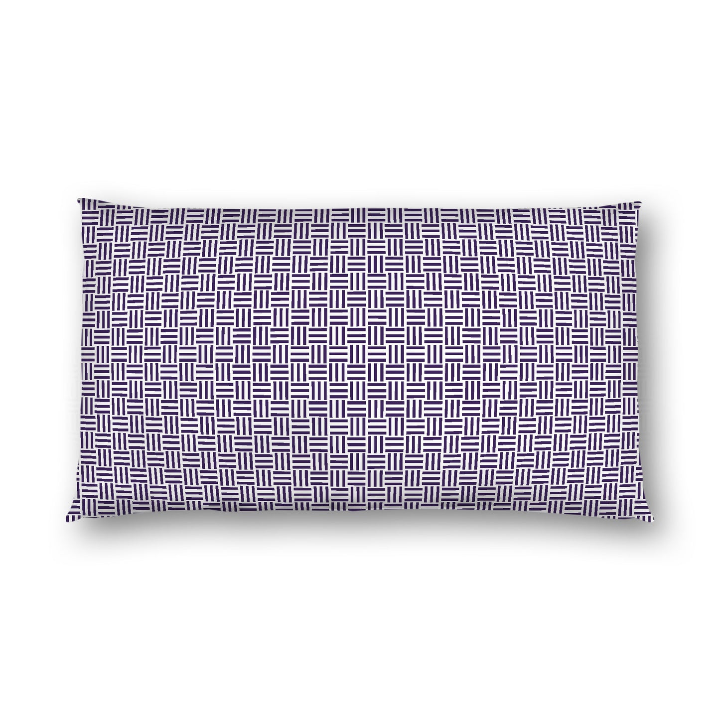 Off-white Cotton Sateen Pillow Sham, Purple Single Weave Motif Print, White Reverse Side, King - 20 x 36 inches