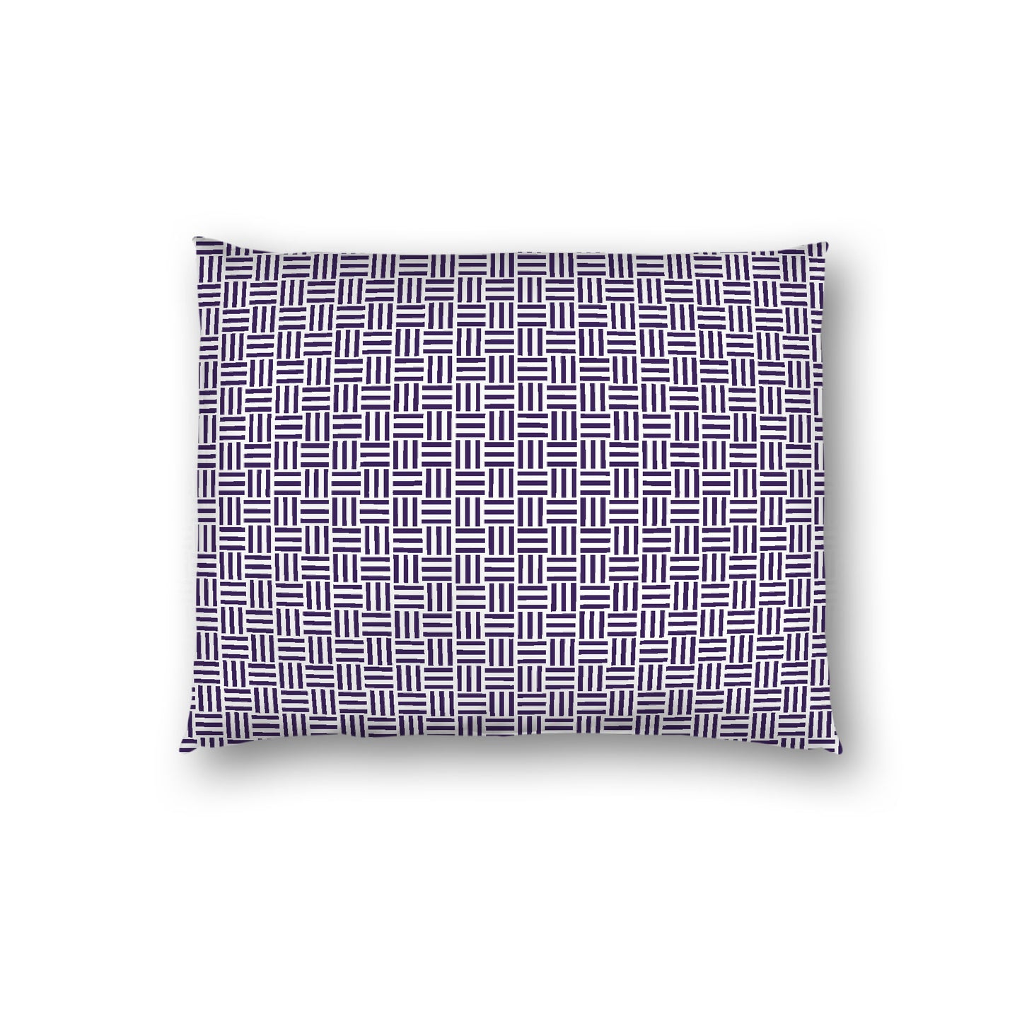 Off-white Cotton Sateen Pillow Sham, Purple Single Weave Motif Print, White Reverse Side, Standard - 20 x 26 inches