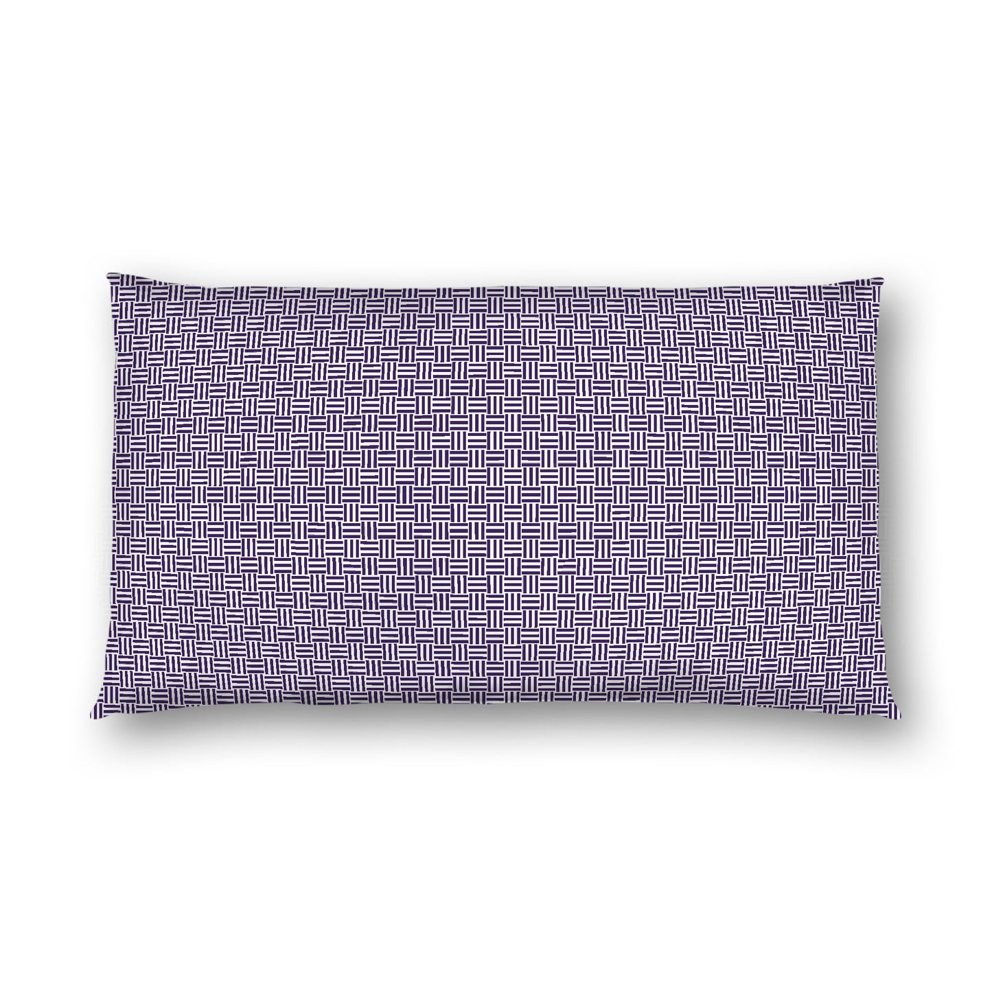 Off-white Cotton Sateen Pillow Sham, Purple Double Weave Motif Print, White Reverse Side, King - 20 x 36 inches