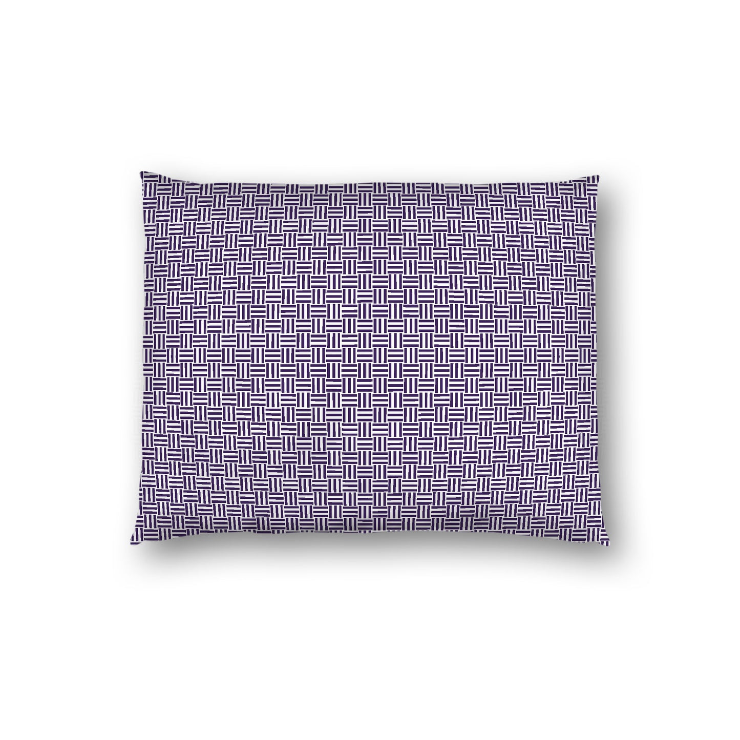 Off-white Cotton Sateen Pillow Sham, Purple Double Weave Motif Print, White Reverse Side, Standard - 20 x 26 inches