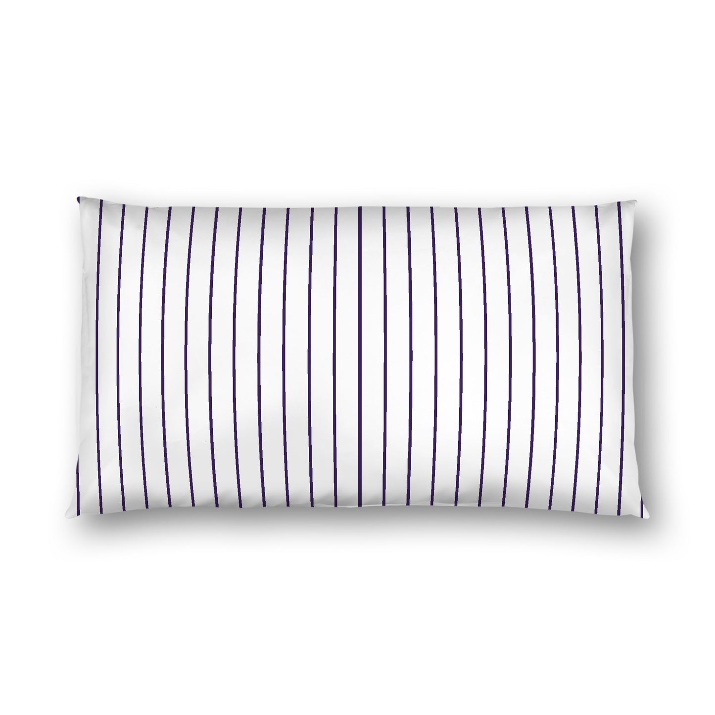Off-white Cotton Sateen Sham, Purple Stripes on Front, White Reverse Side, King - 20 x 36 inches