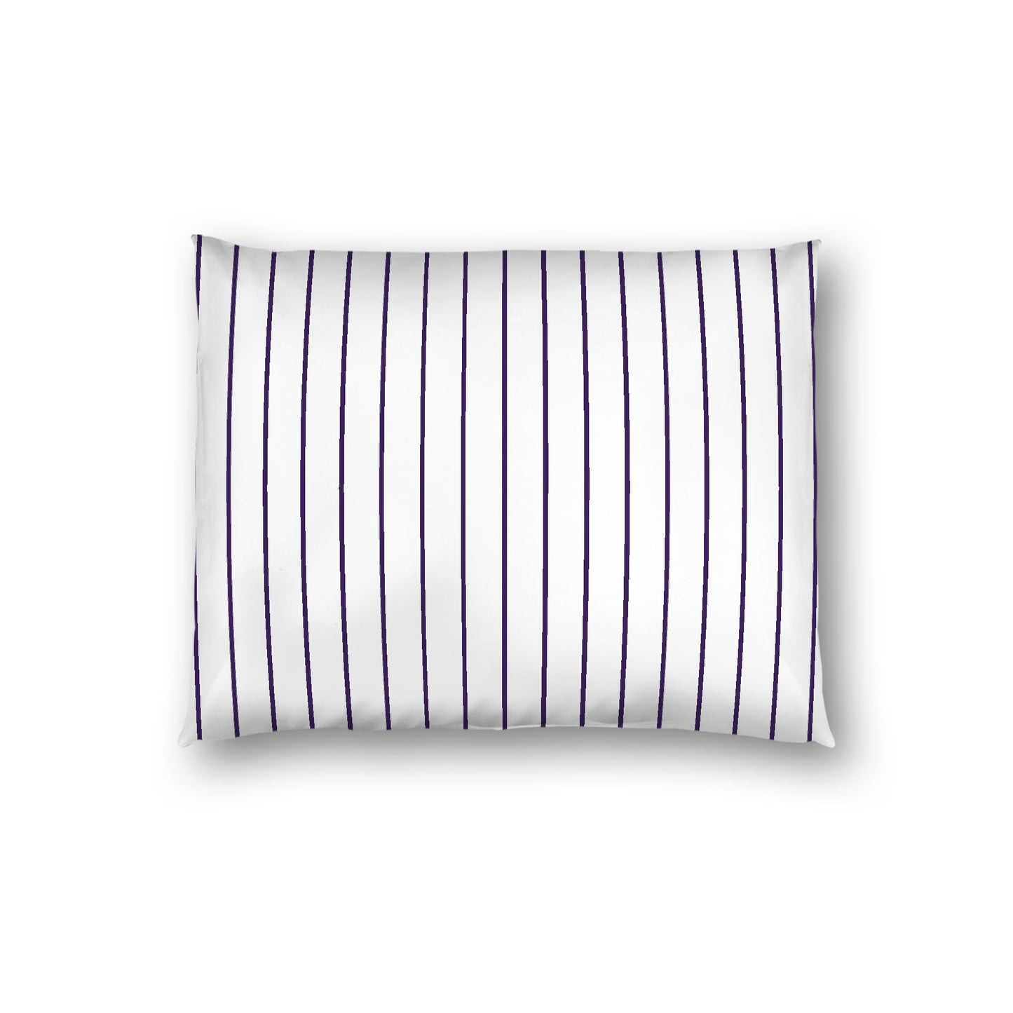 Off-white Cotton Sateen Sham, Purple Stripes on Front, White Reverse Side, Standard - 20 x 26 inches