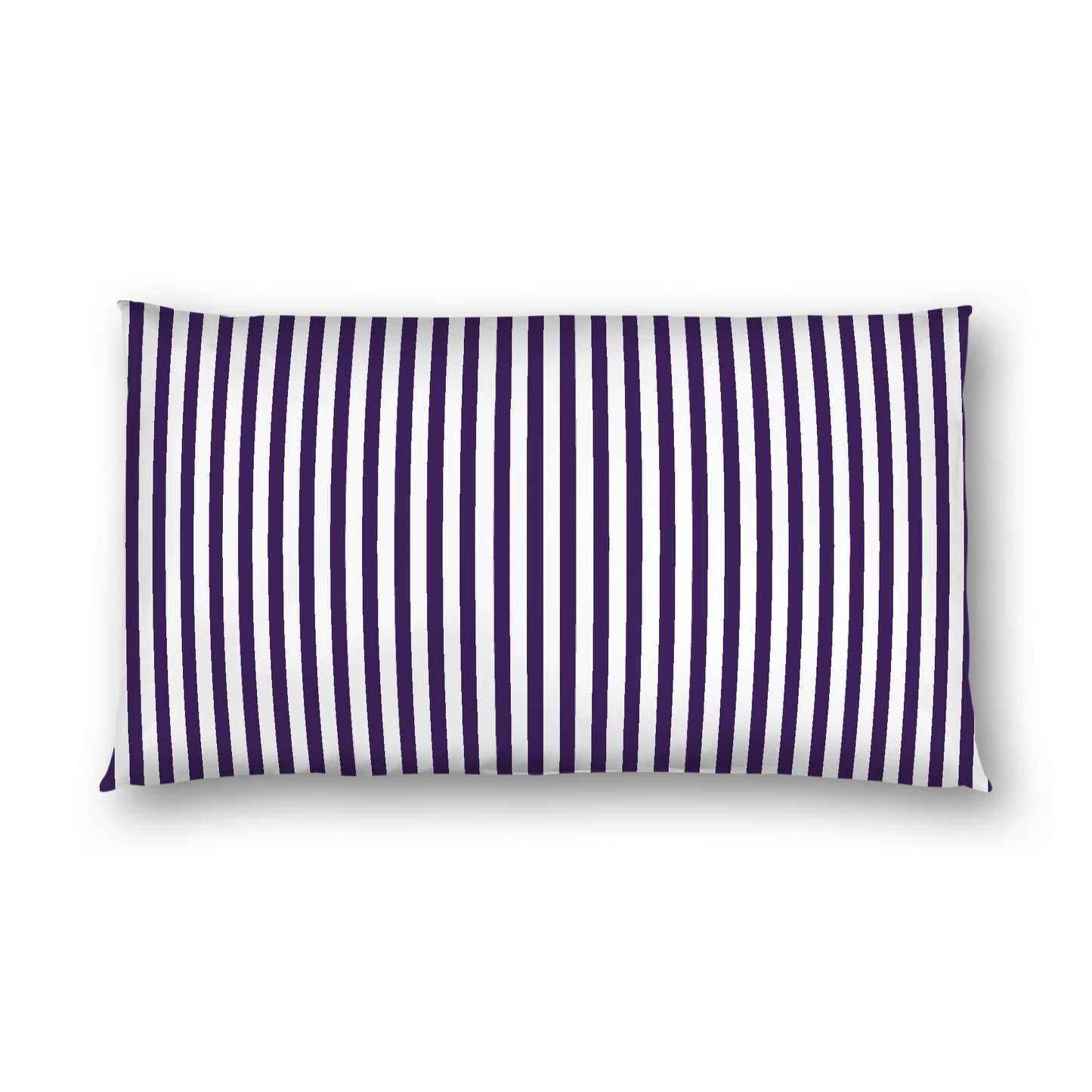 Off-white Cotton Sateen Sham, Thin Purple Bars on Front, White Reverse Side, King - 20 x 36 inches