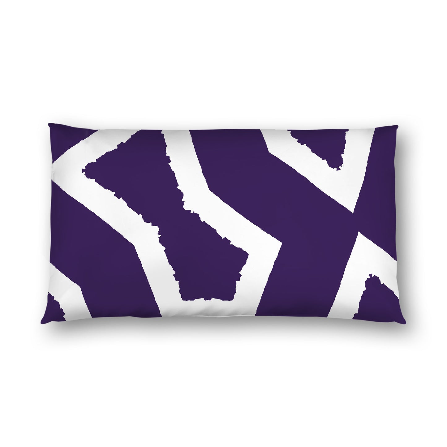 Purple Cotton Sateen Sham, Bold Off-white Graphic on Front, White Reverse Side, King - 20 x 36 inches