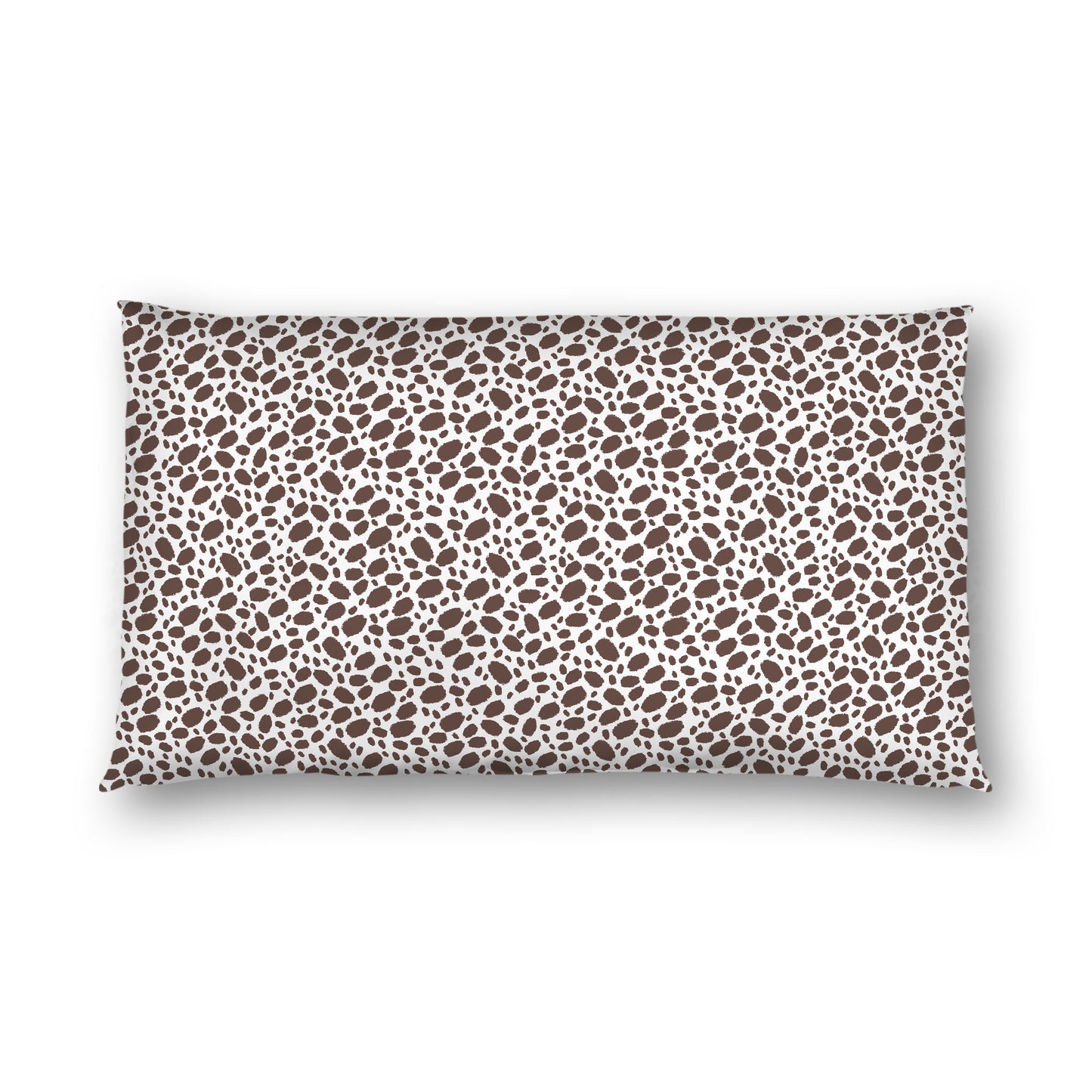 Off-white Cotton Sateen Pillow Sham, Brown Hand-painted Dab Motif Print, Off-white Revese Side, King - 20 x 36 inches