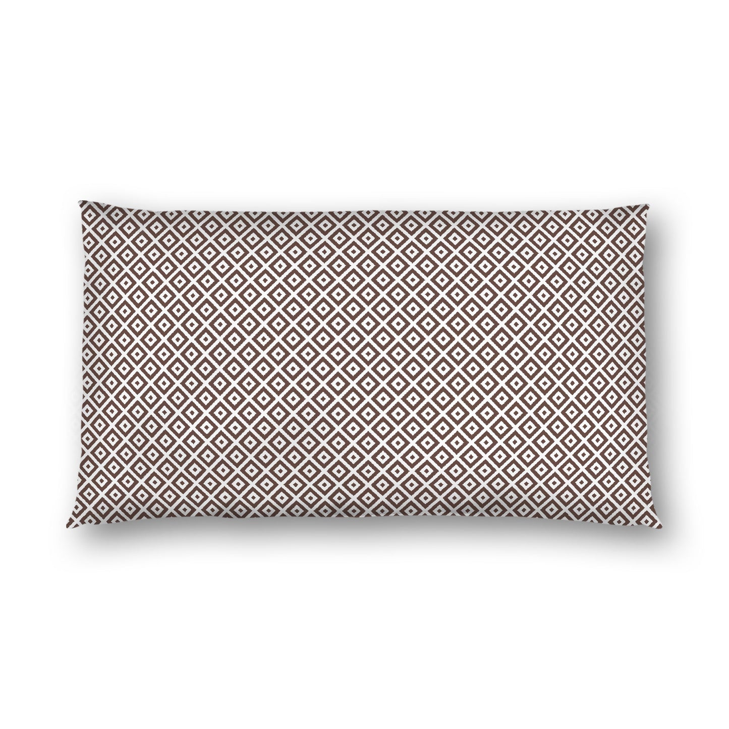 Off-white Cotton Sateen Pillow Sham, Brown Repeating Square Motif Print, Off-white Revese Side, King - 20 x 36 inches