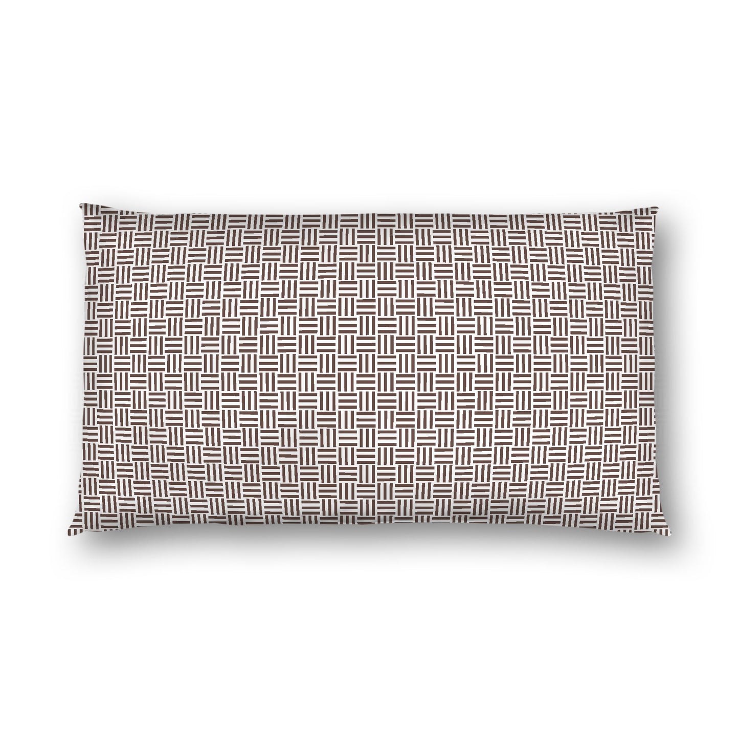 Off-white Cotton Sateen Pillow Sham, Brown Single Weave Motif Print, White Reverse Side, King - 20 x 36 inches