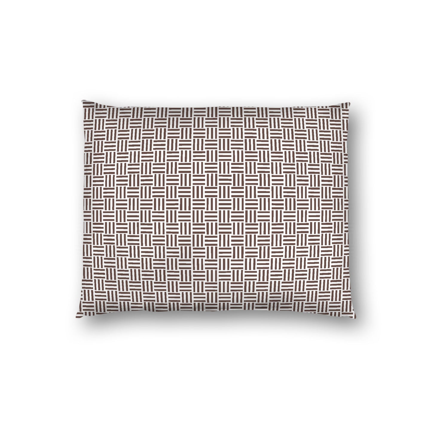 Off-white Cotton Sateen Pillow Sham, Brown Single Weave Motif Print, White Reverse Side, Standard - 20 x 26 inches