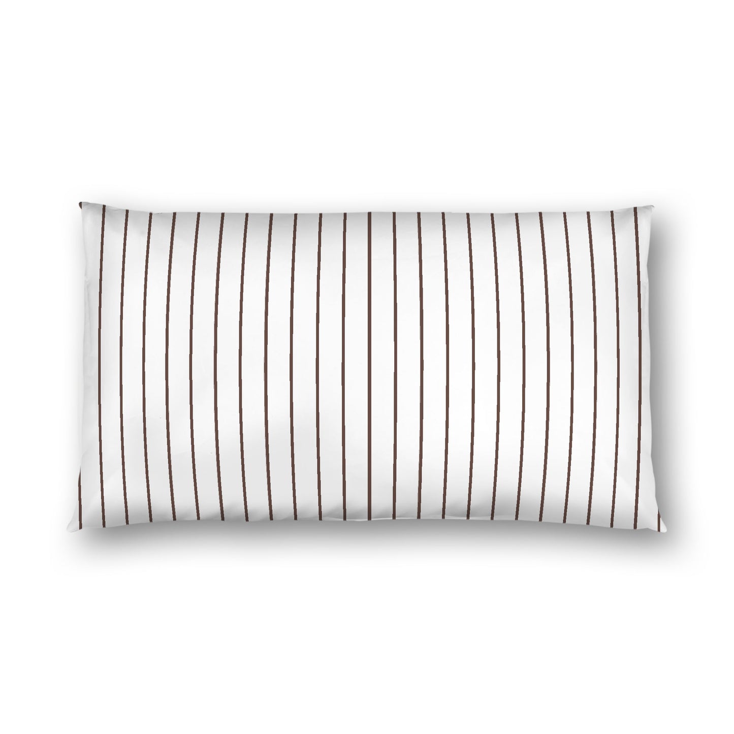 Off-white Cotton Sateen Sham, Brown Stripes on Front, White Reverse Side, King - 20 x 36 inches
