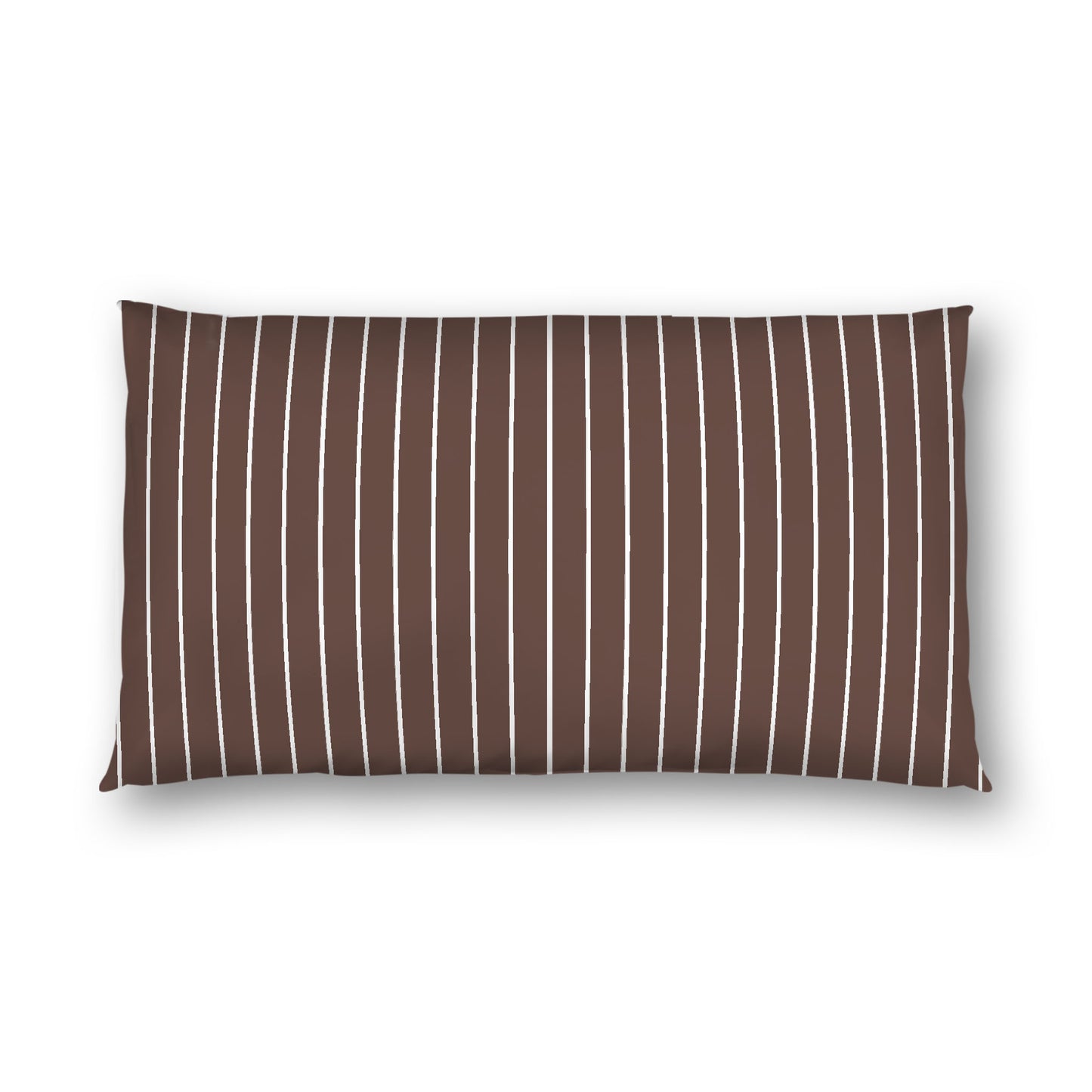 Brown Cotton Sateen Sham, Off-white Stripes on Front, White Reverse Side, King - 20 x 36 inches