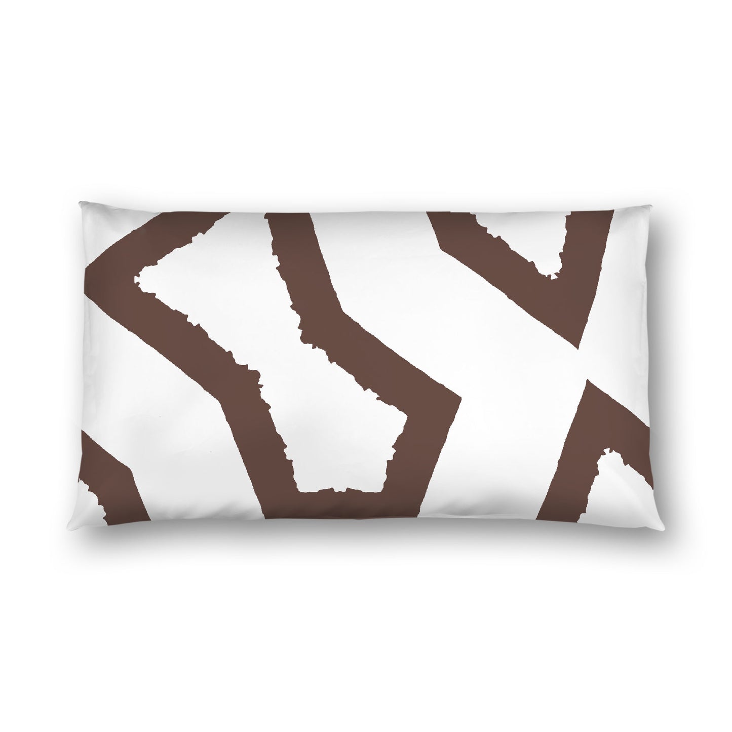 Off-white Cotton Sateen Sham, Bold Brown Graphic on Front, White Reverse Side, King - 20 x 36 inches
