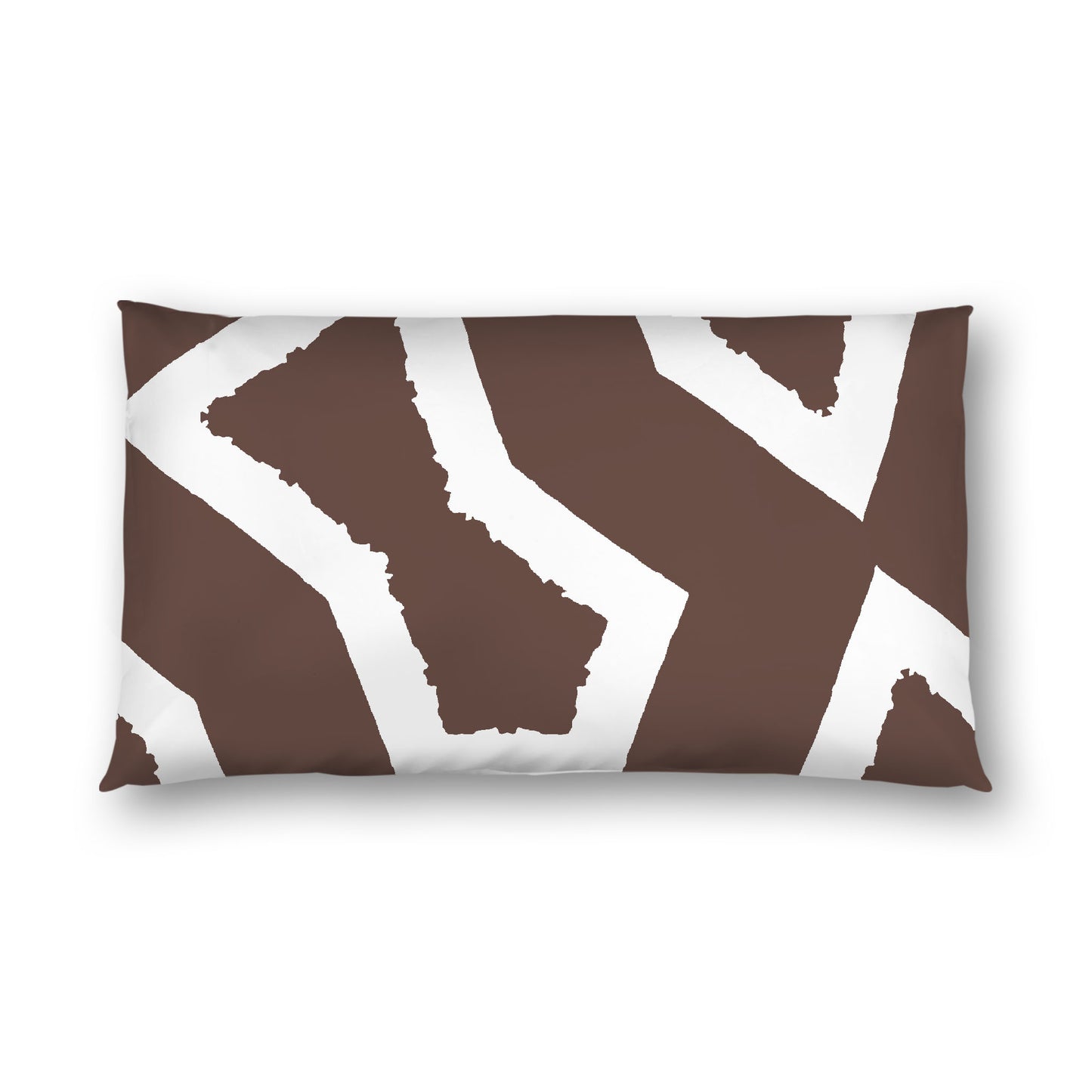 Brown Cotton Sateen Sham, Bold Off-white Graphic on Front, White Reverse Side, King - 20 x 36 inches