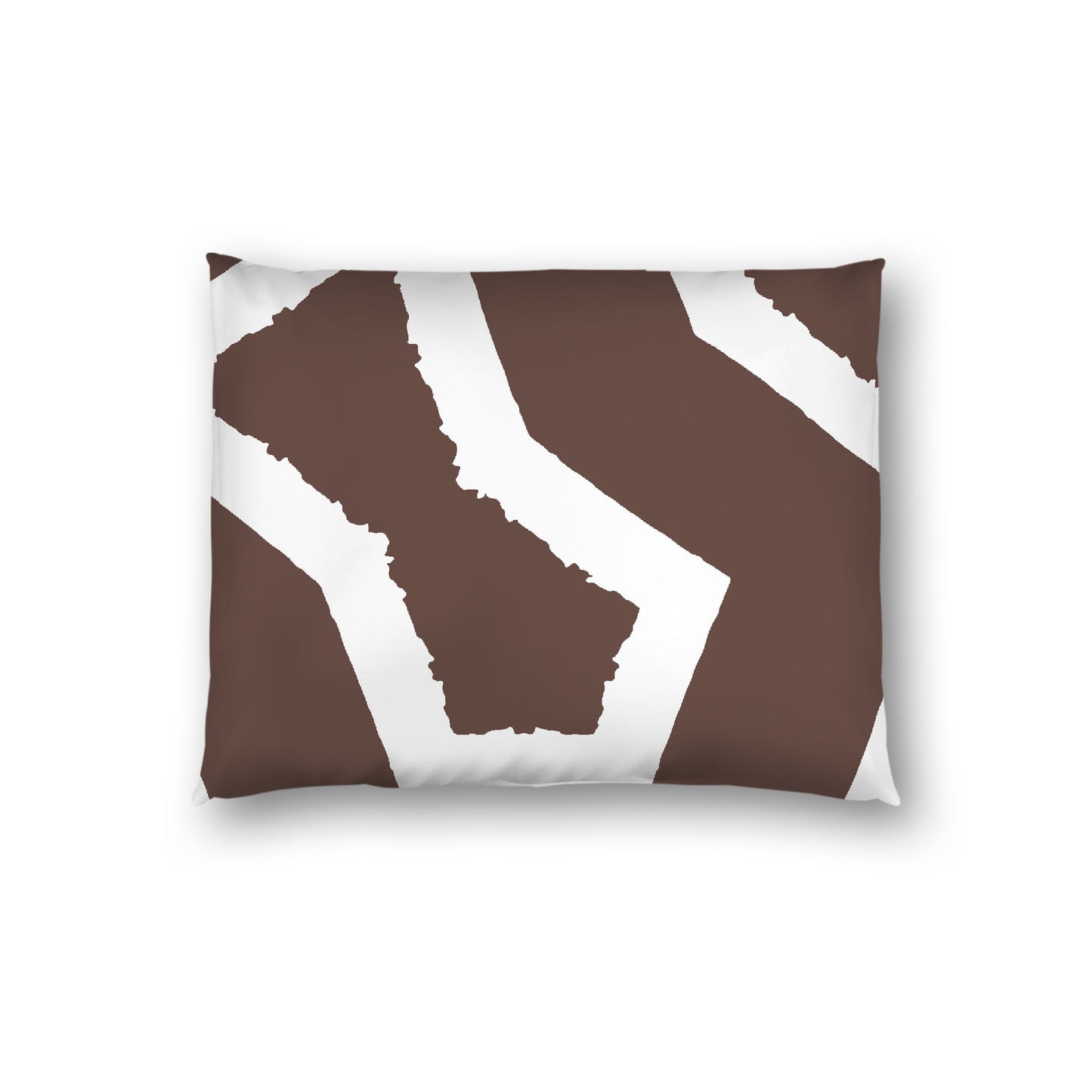 Brown Cotton Sateen Sham, Bold Off-white Graphic on Front, White Reverse Side, Standard - 20 x 26 inches