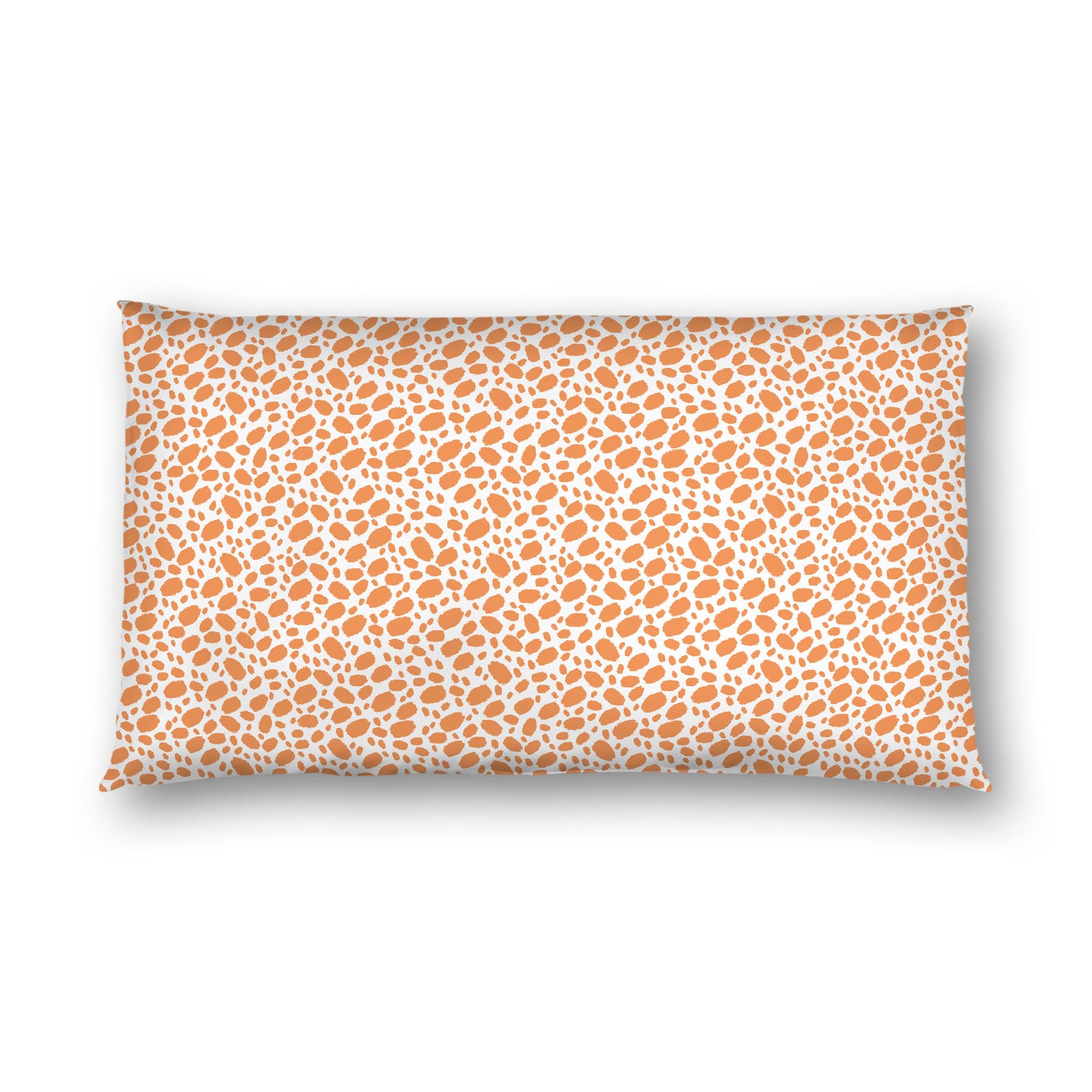 Off-white Cotton Sateen Pillow Sham, Orange Hand-painted Dab Motif Print, Off-white Revese Side, King - 20 x 36 inches