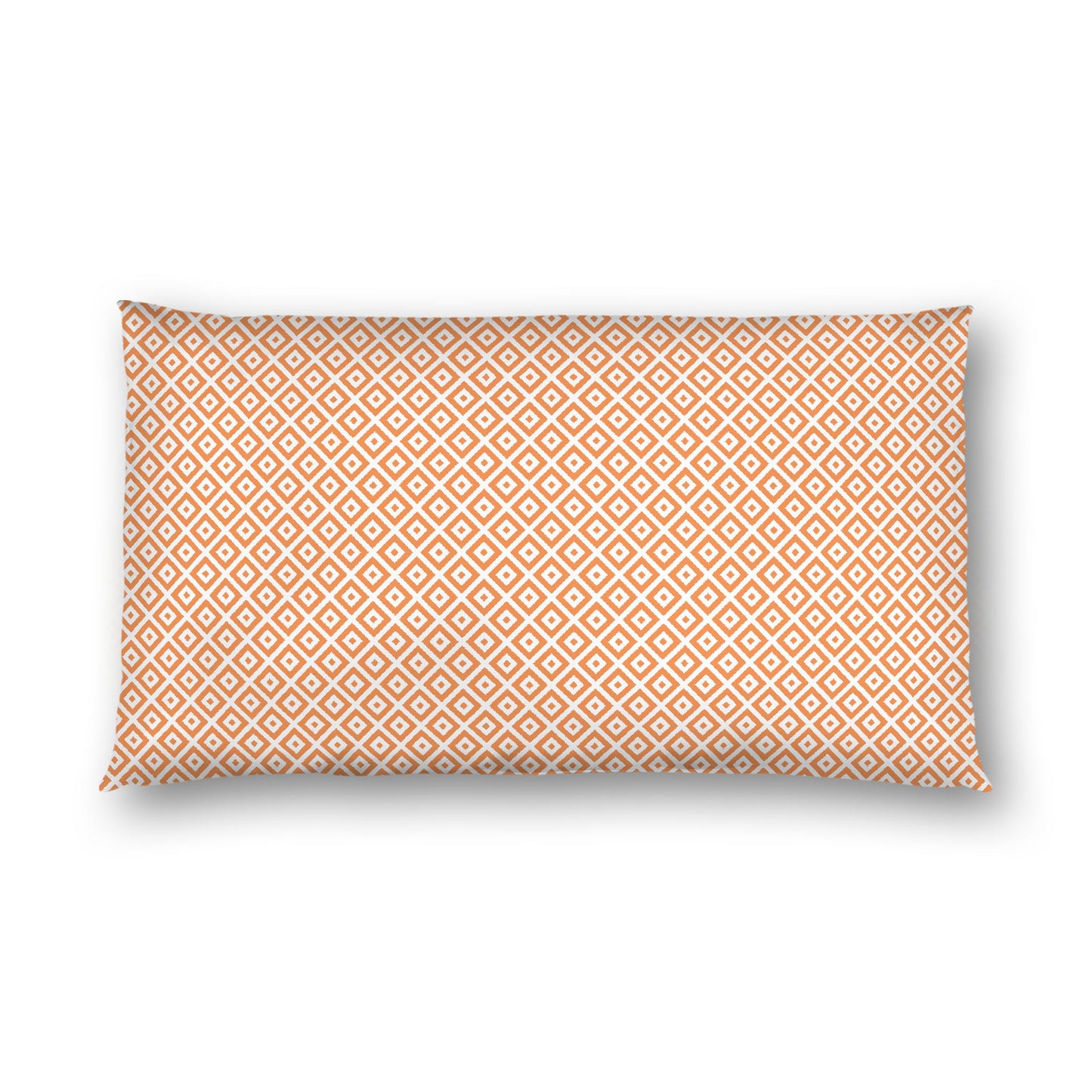 Off-white Cotton Sateen Pillow Sham, Orange Repeating Square Motif Print, Off-white Revese Side, King - 20 x 36 inches