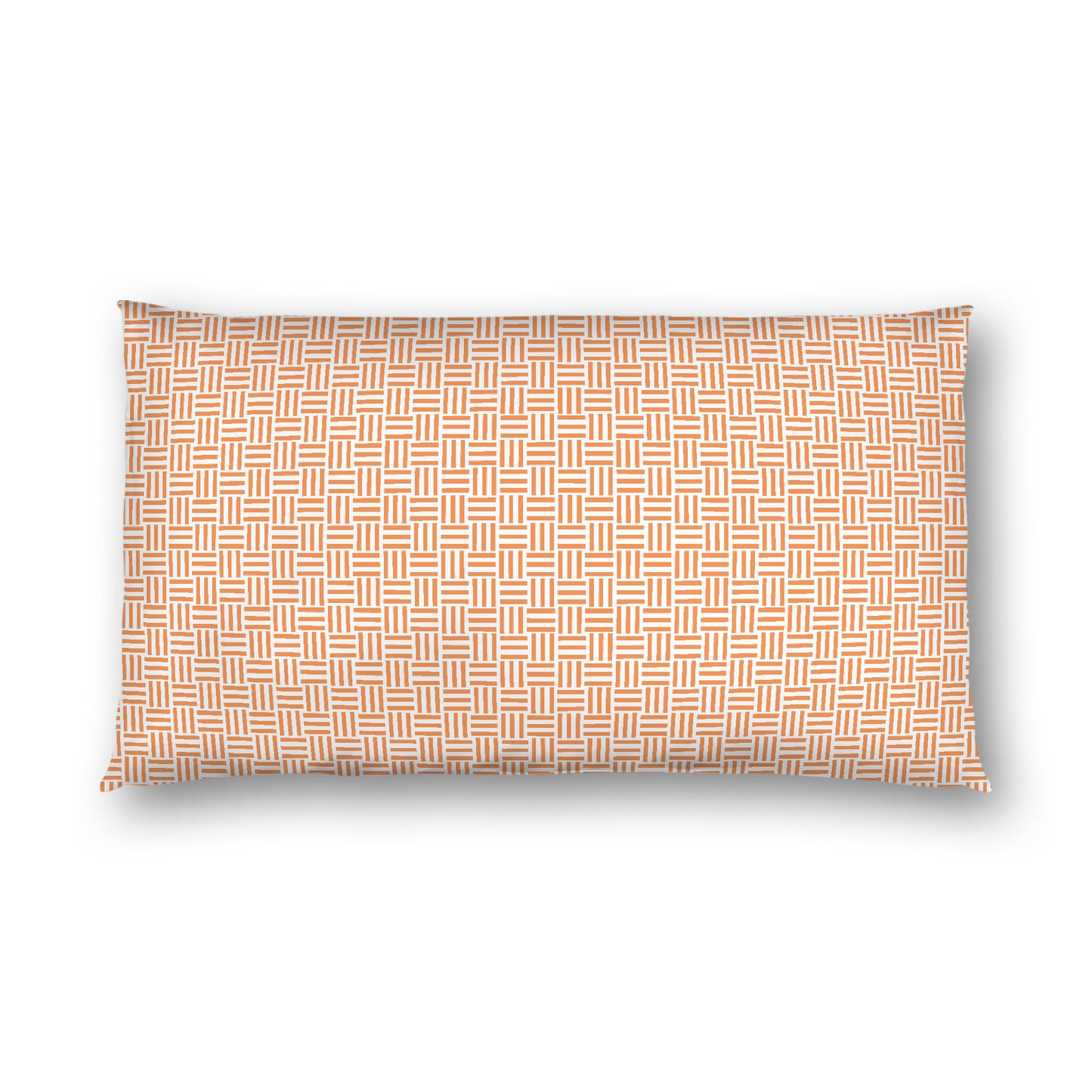 Off-white Cotton Sateen Pillow Sham, Orange Single Weave Motif Print, White Reverse Side, King - 20 x 36 inches