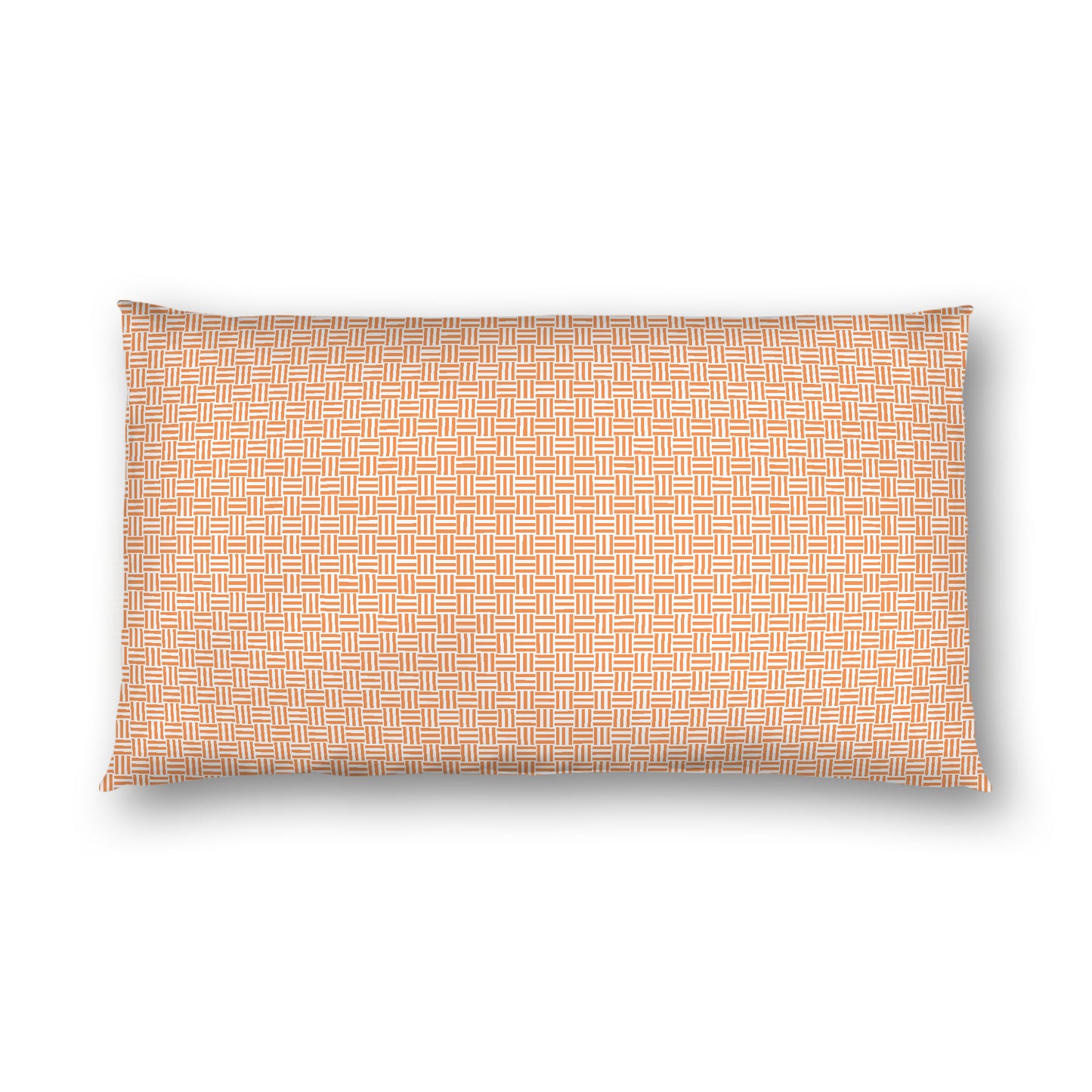 Off-white Cotton Sateen Pillow Sham, Orange Double Weave Motif Print, White Reverse Side, King - 20 x 36 inches