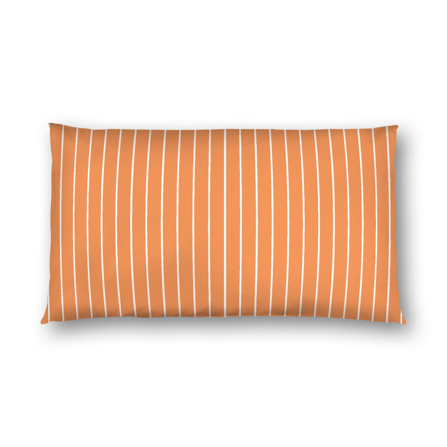 Orange Cotton Sateen Sham, Off-white Stripes on Front, White Reverse Side, King - 20 x 36 inches