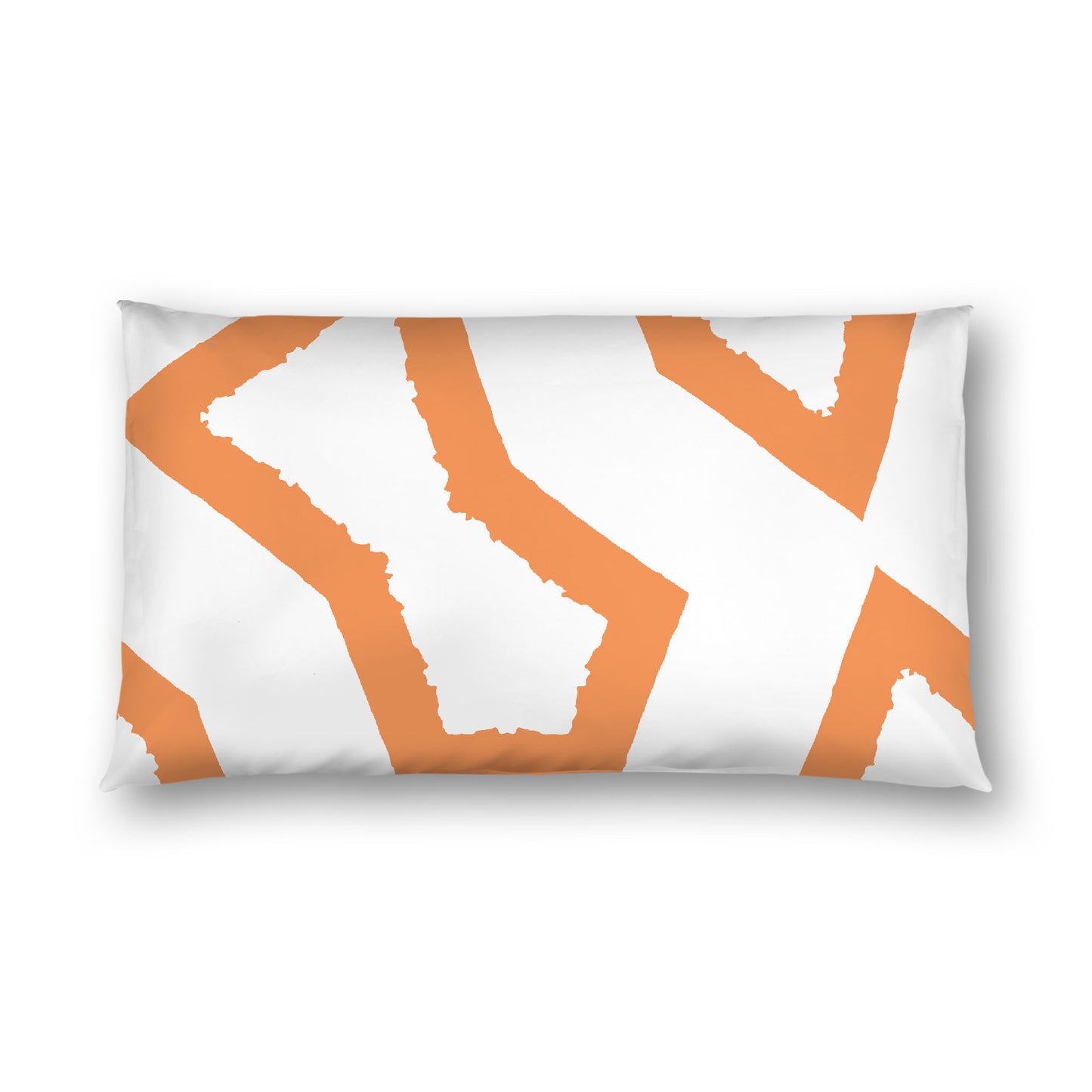 Off-white Cotton Sateen Sham, Bold Orange Graphic on Front, White Reverse Side, King - 20 x 36 inches