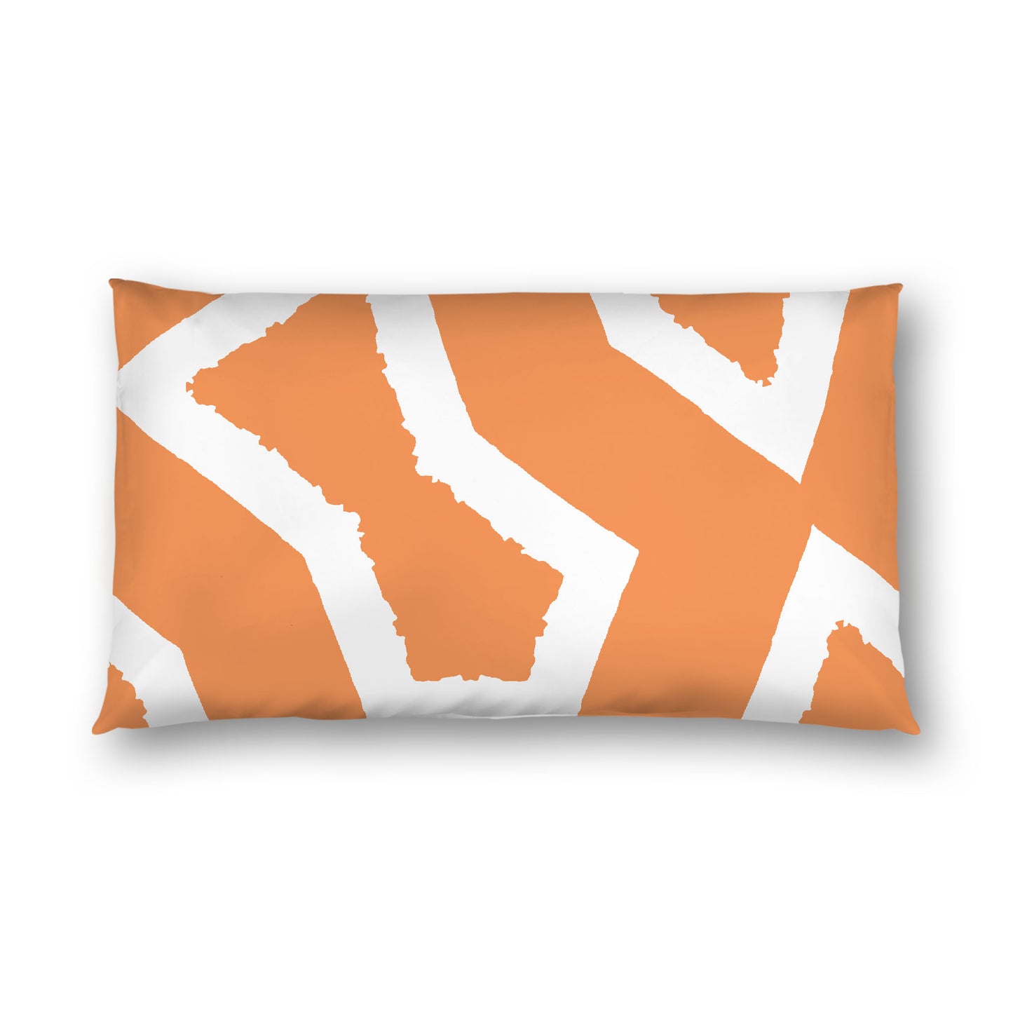 Orange Cotton Sateen Sham, Bold Off-white Graphic on Front, White Reverse Side, King - 20 x 36 inches
