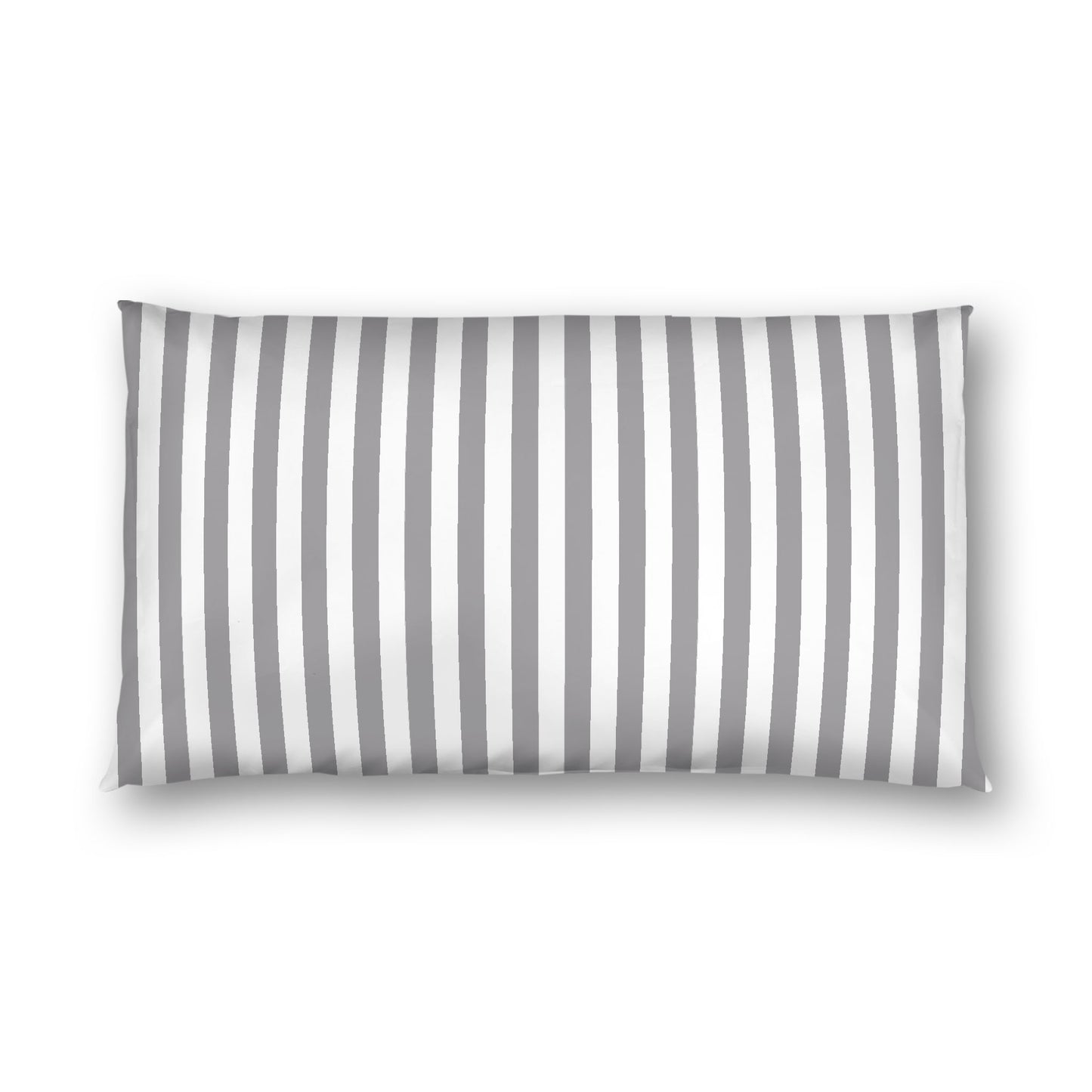 Off-white Cotton Sateen Sham, Grey Bars on Front, White Reverse Side, King - 20 x 36 inches
