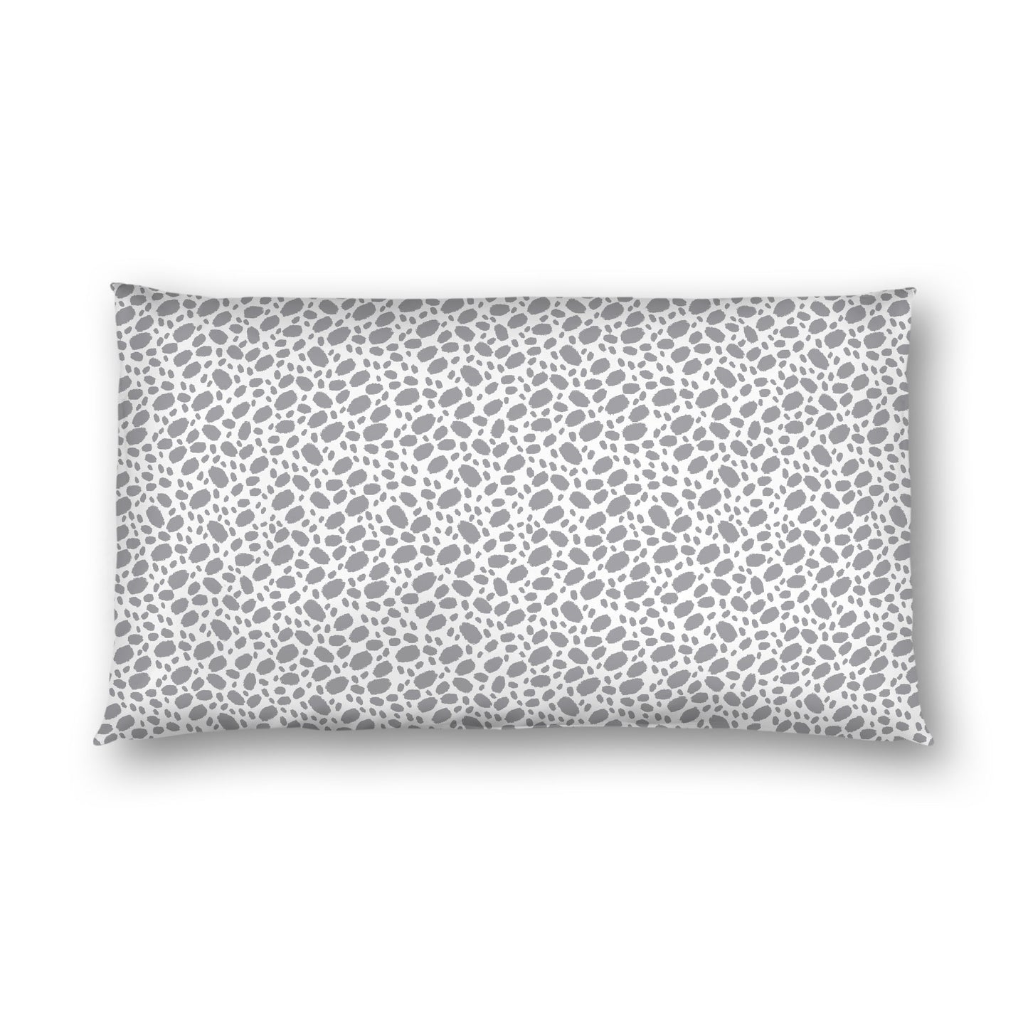 Off-white Cotton Sateen Pillow Sham, Grey Hand-painted Dab Motif Print, Off-white Revese Side, King - 20 x 36 inches