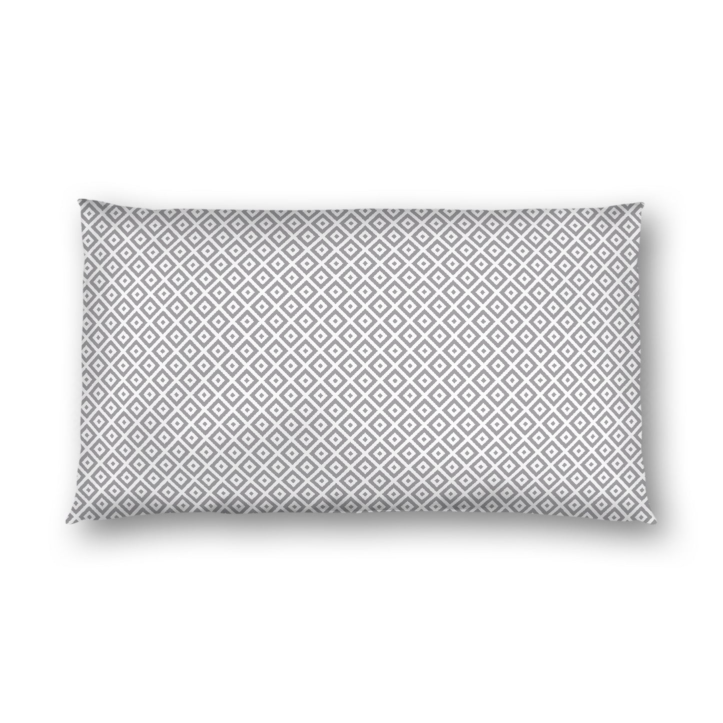 Off-white Cotton Sateen Pillow Sham, Grey Repeating Square Motif Print, Off-white Revese Side, King - 20 x 36 inches